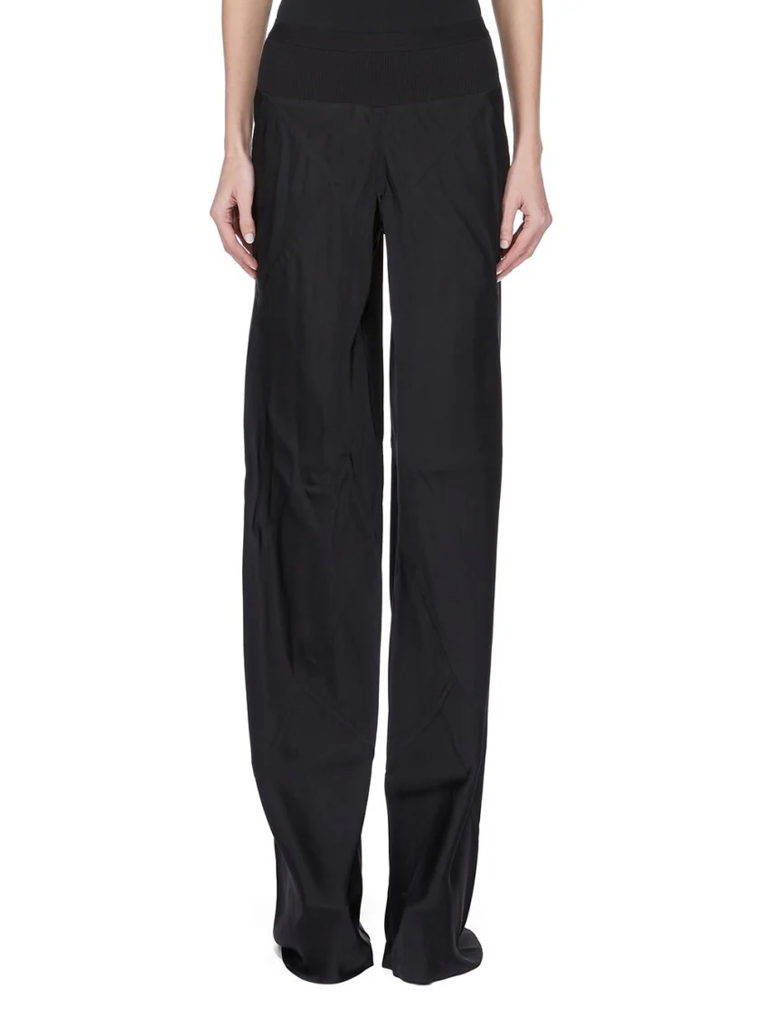 Floor-Length Black Charmeuse Bias Pants