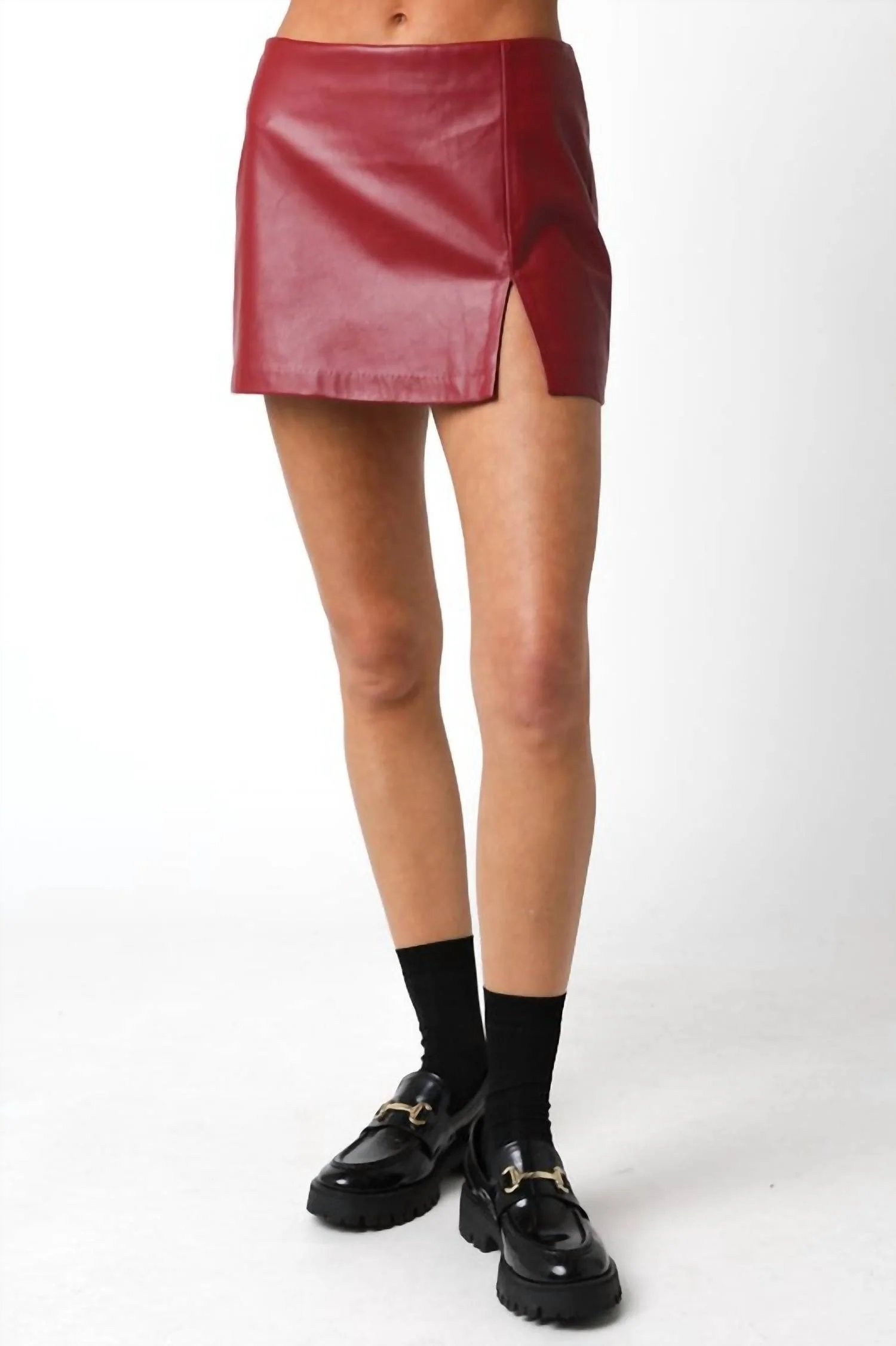 Alix Faux Leather Micro Mini Skirt In Scarlet