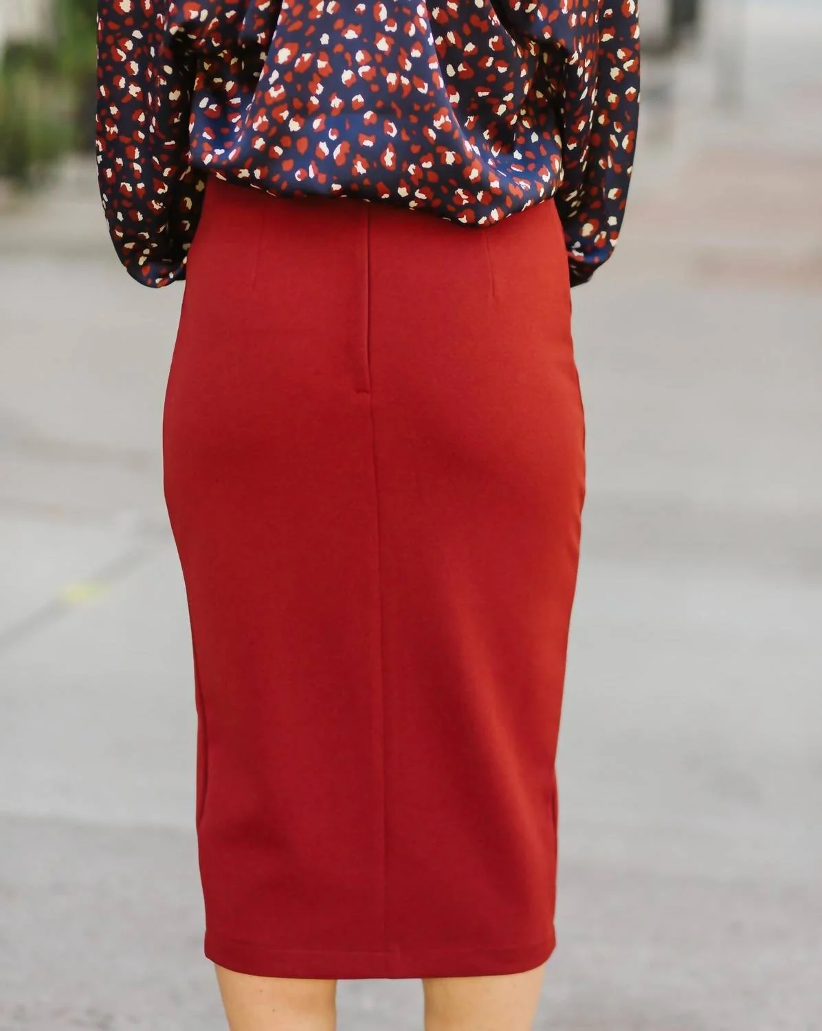 Button Front Pencil Skirt In Copper