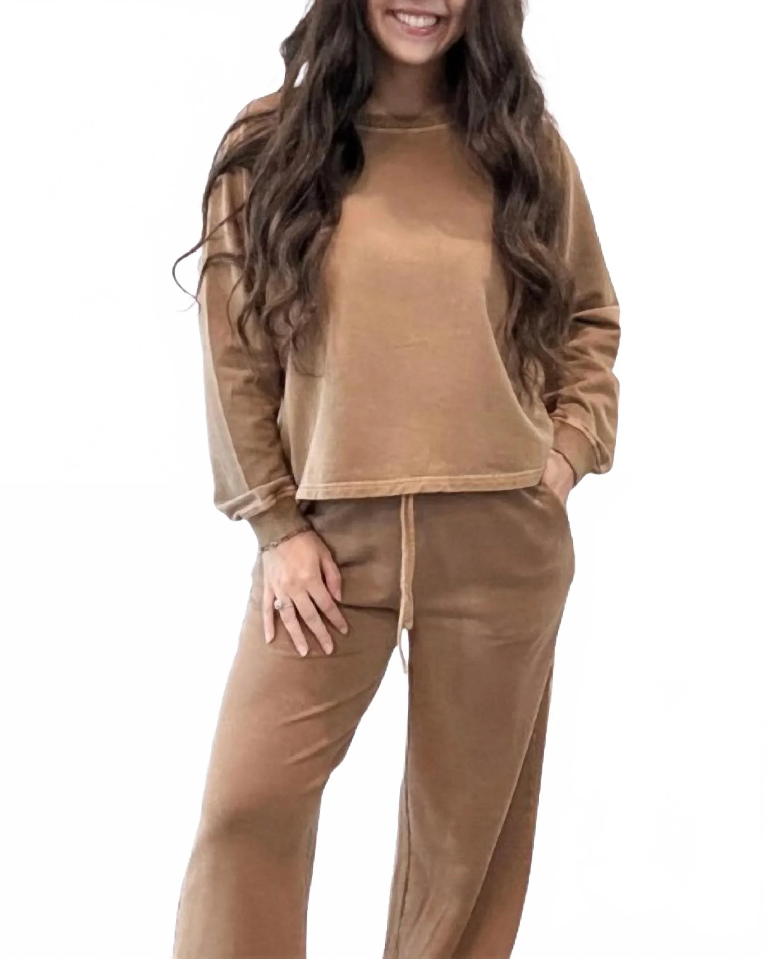 Lounge Sweatshirt Set In Camel