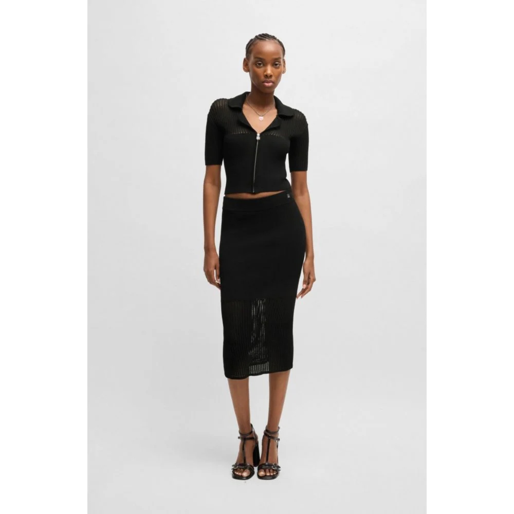 Tube skirt with sheer crochet structure