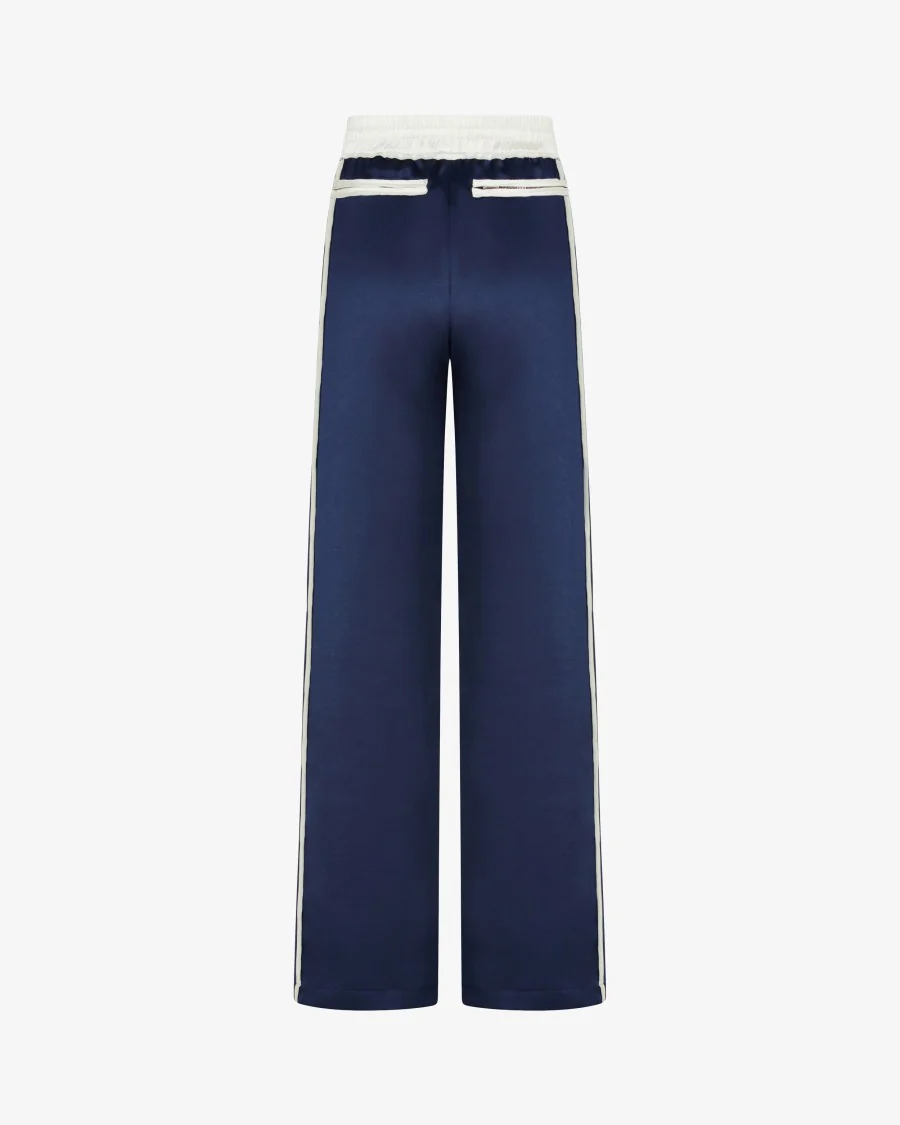 Satin Relaxed Jogger With Zip Pockets - Dark Navy