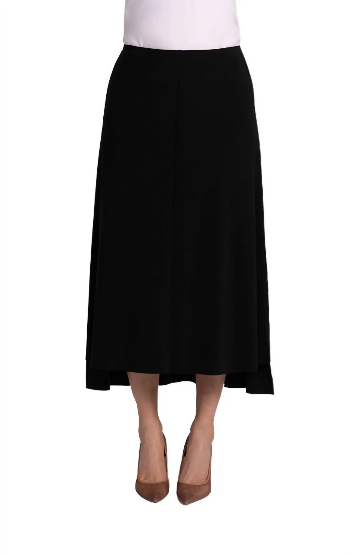 Flounce A-Line Midi Skirt In Black
