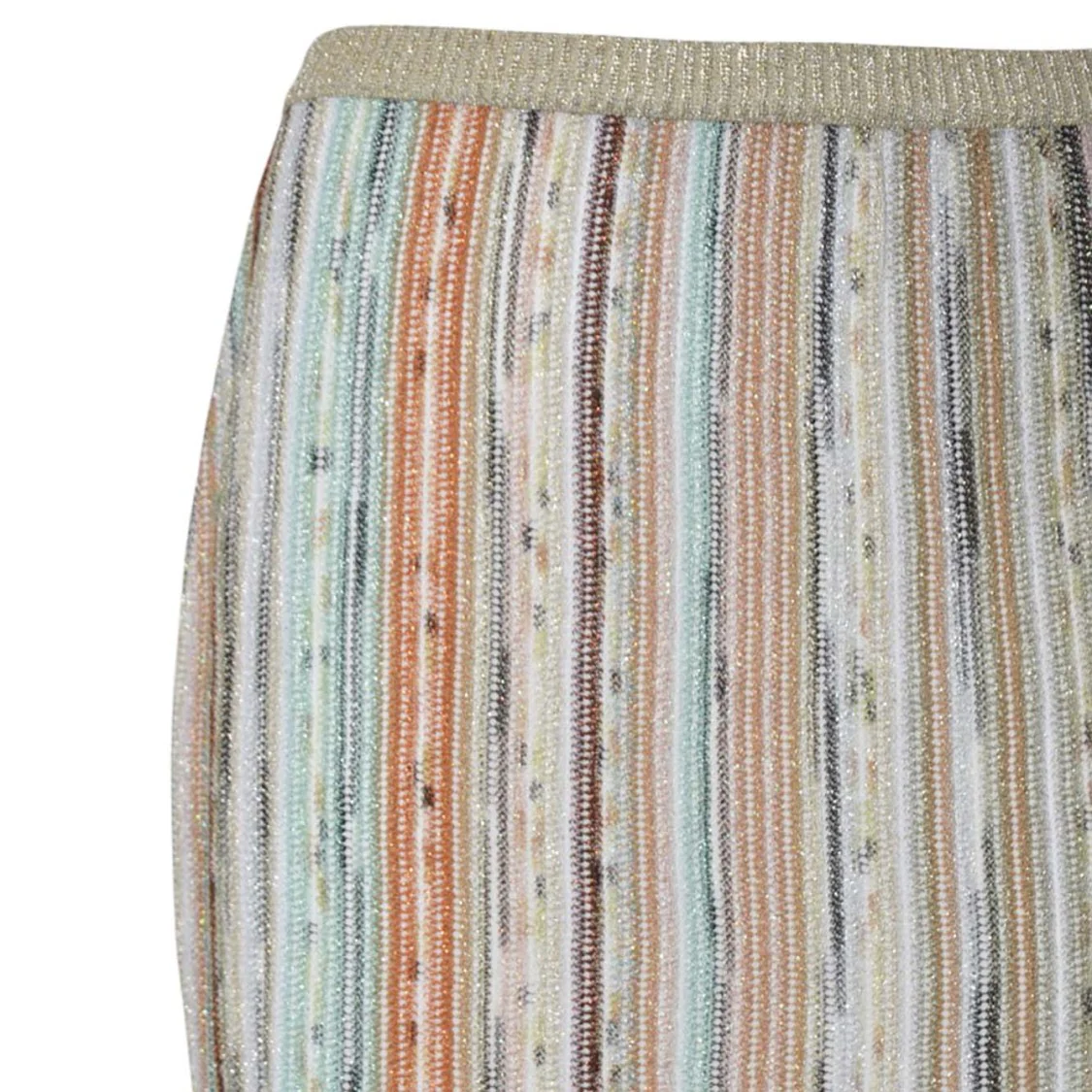 Multicolor Striped Viscose Lamé Mini Skirt