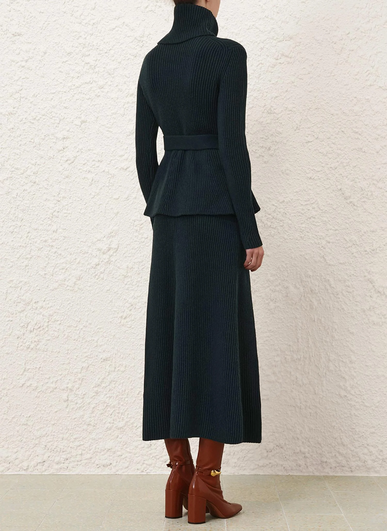 Illustration Paneled Rib Skirt In Forest