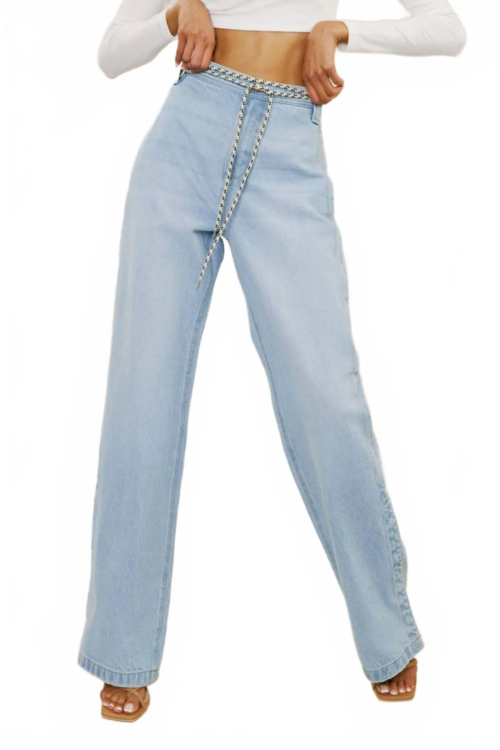90's Ultra High Rise Flare Jeans In Light Denim