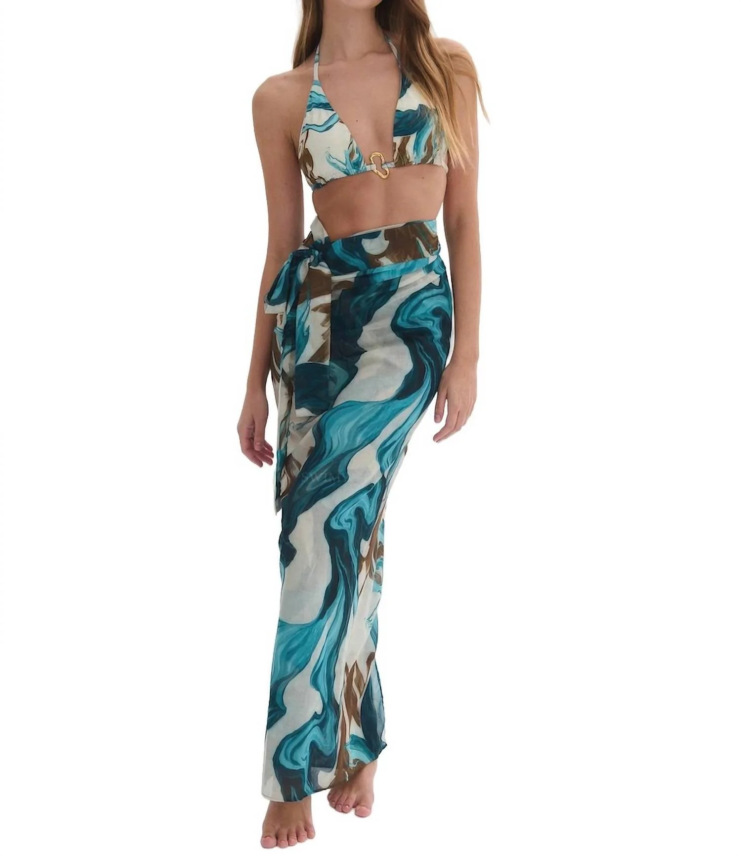 Pareo Olas Verde Wrap Skirt