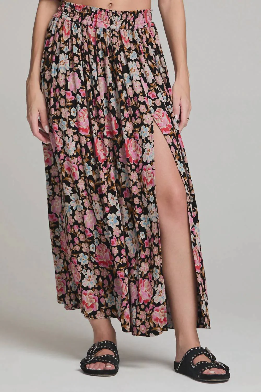 Delvine Maxi Skirt In Midnight Floral Fusion