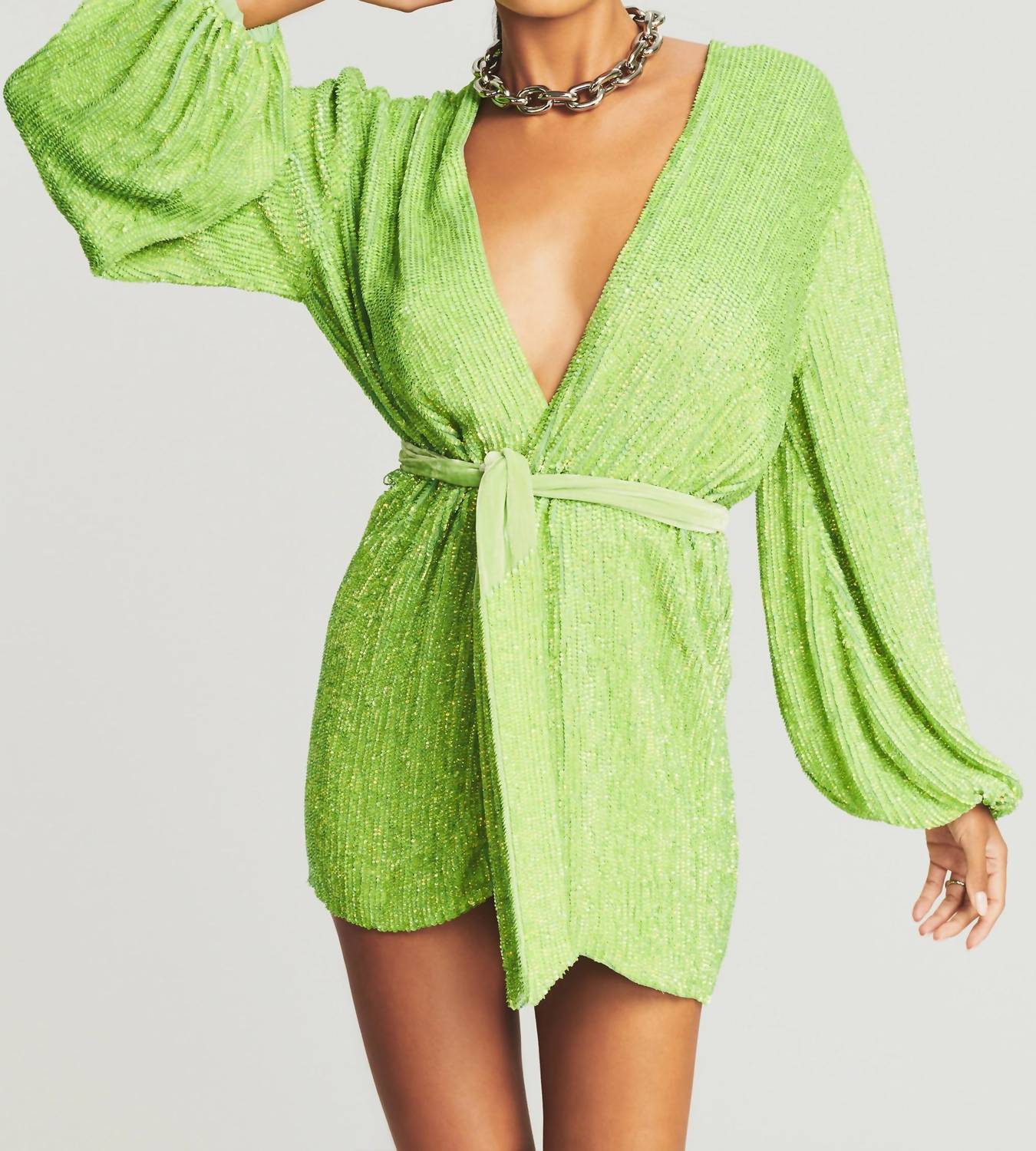 Gabrielle Sequin Robe In Kelly Green