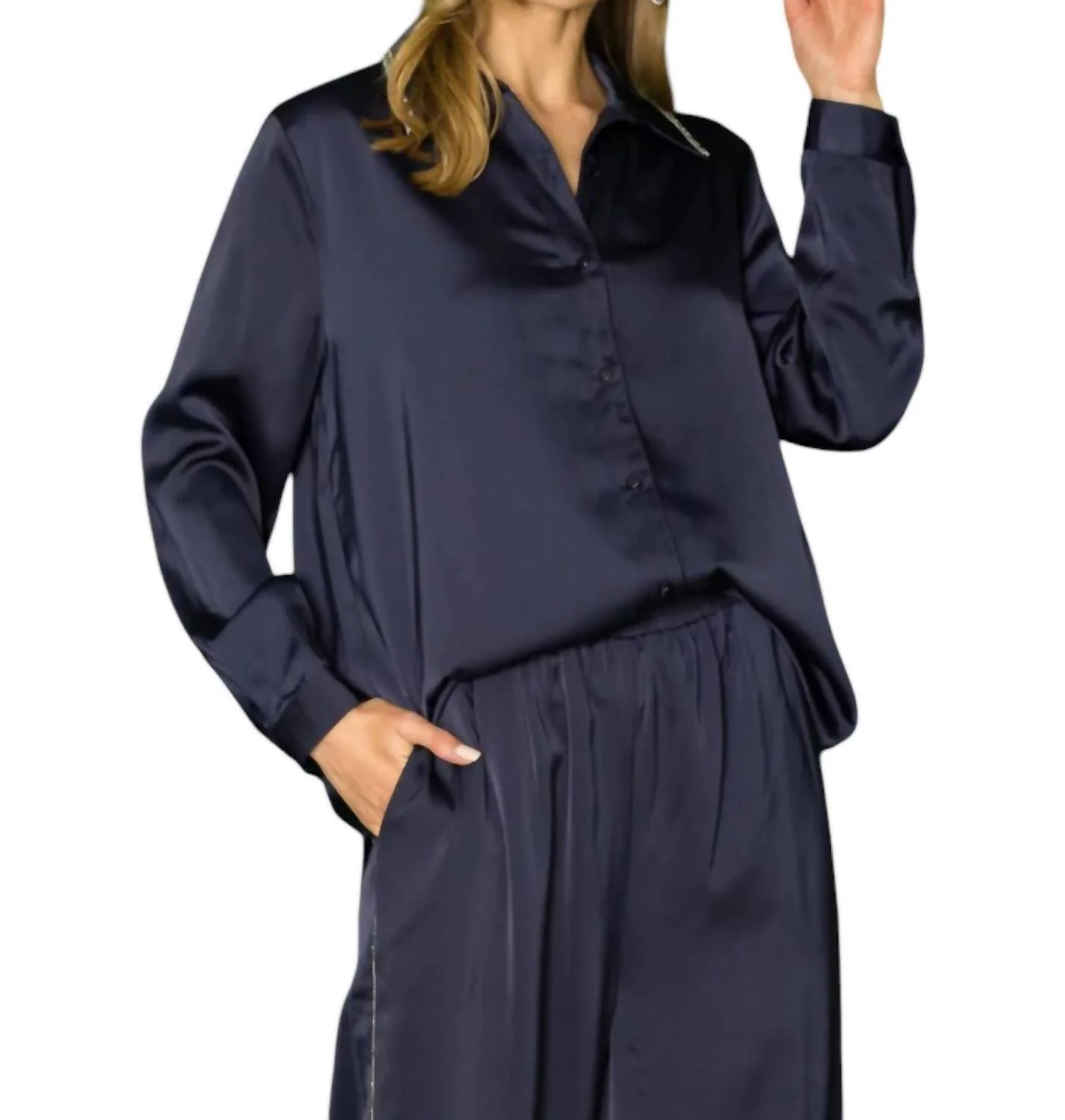 Wileene Satin Set In Navy