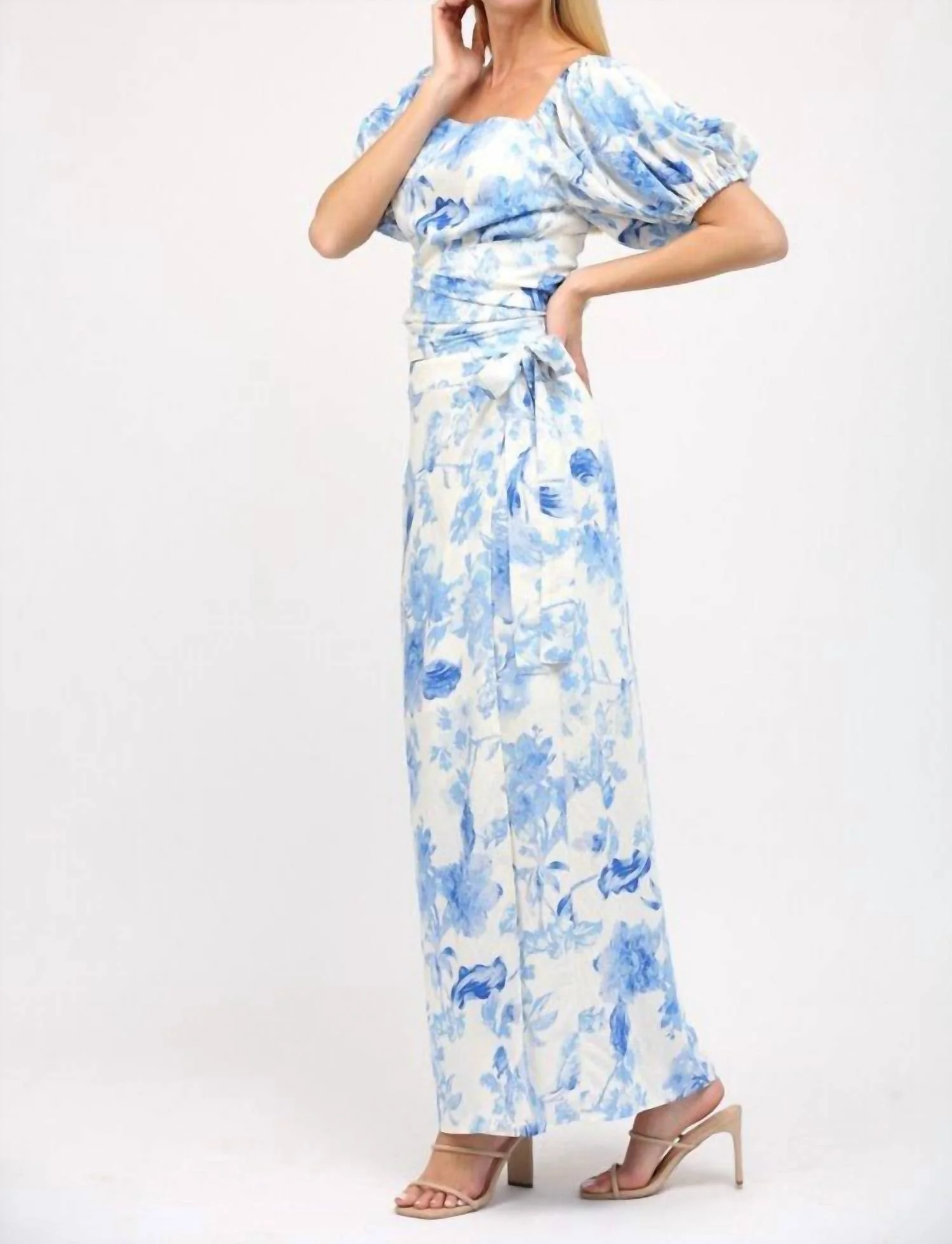 Flora Wrap Skirt In Blue/cream