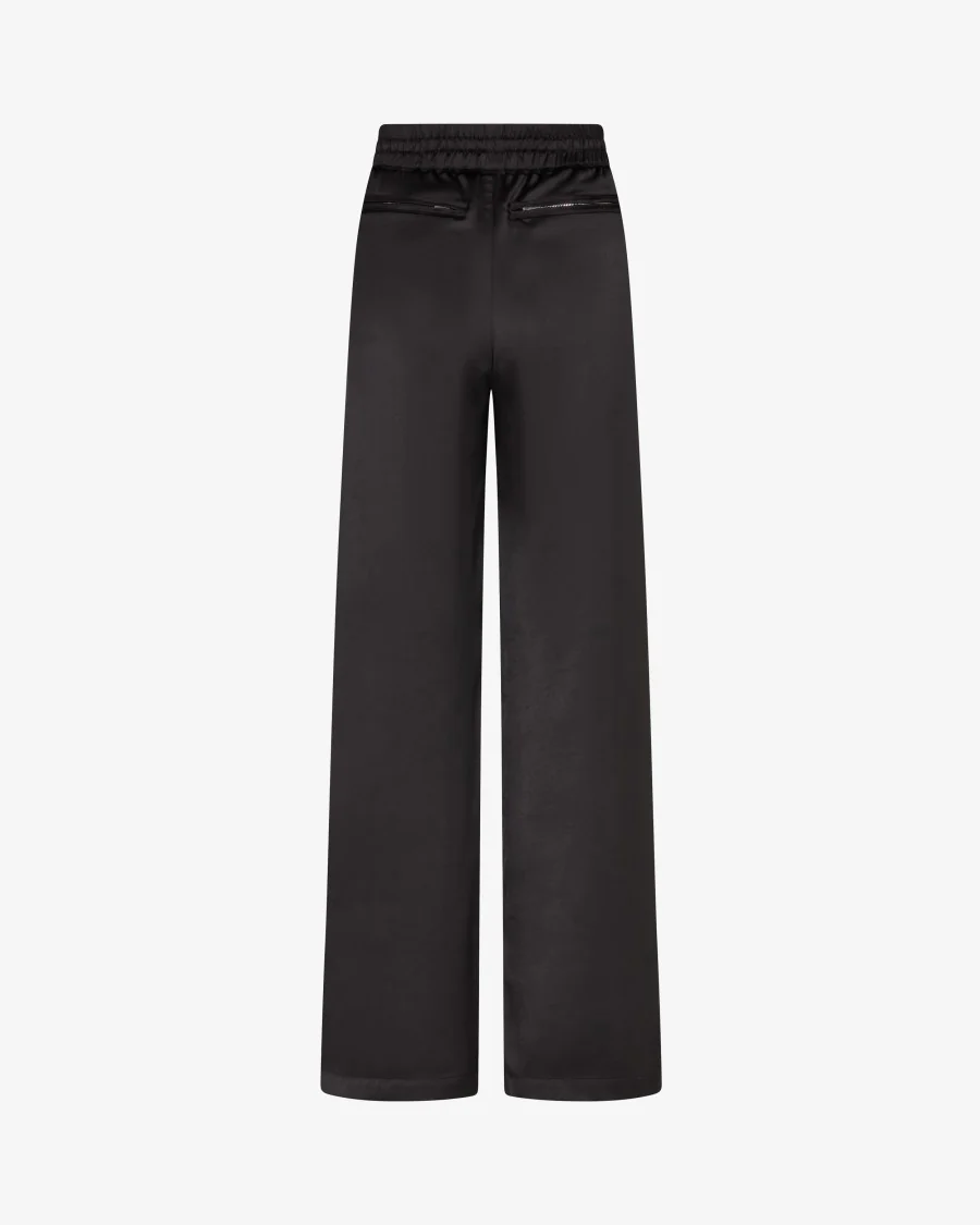 Satin Relaxed Jogger With Zip Pockets - Black