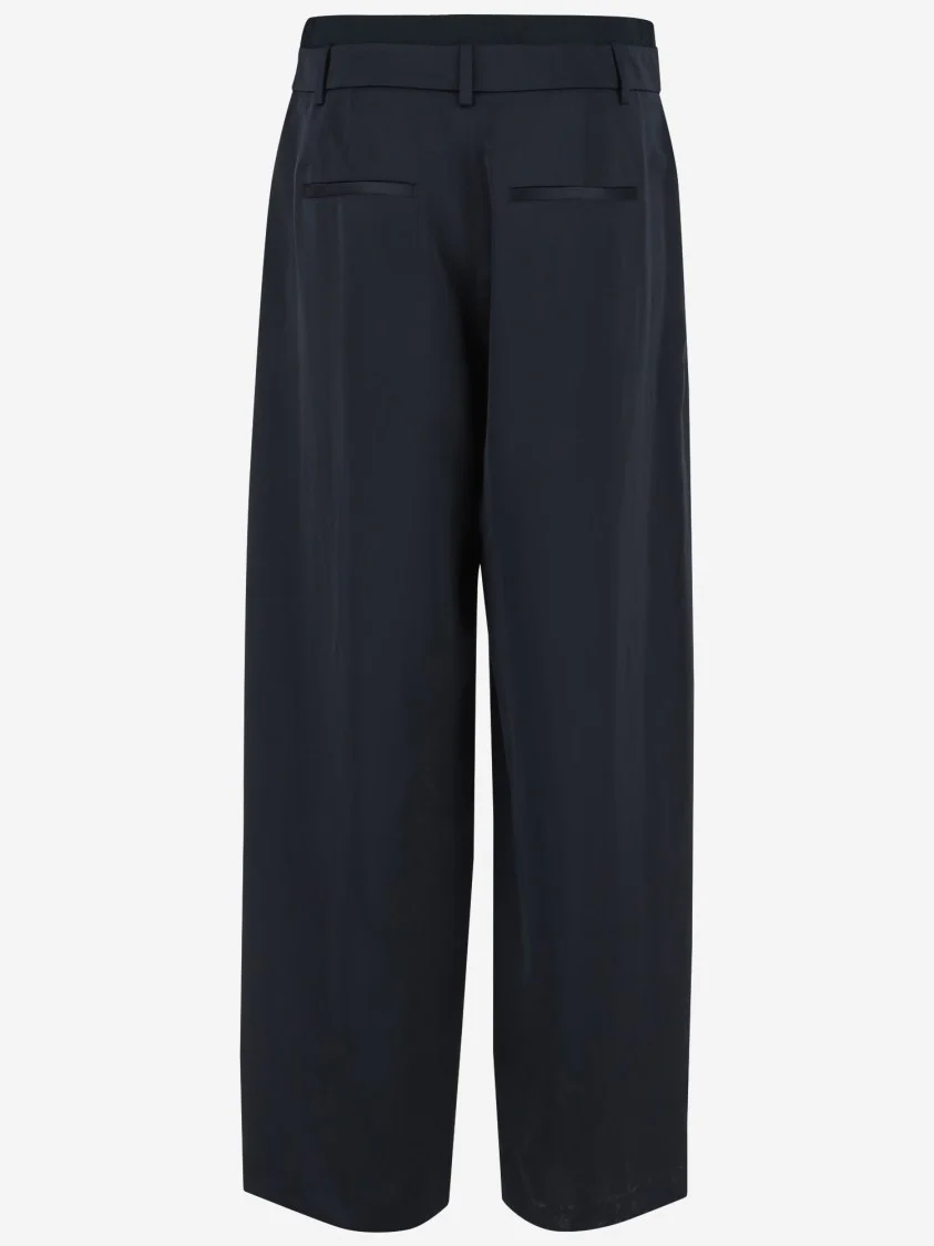 Viscose Blend Double-Belted Pants