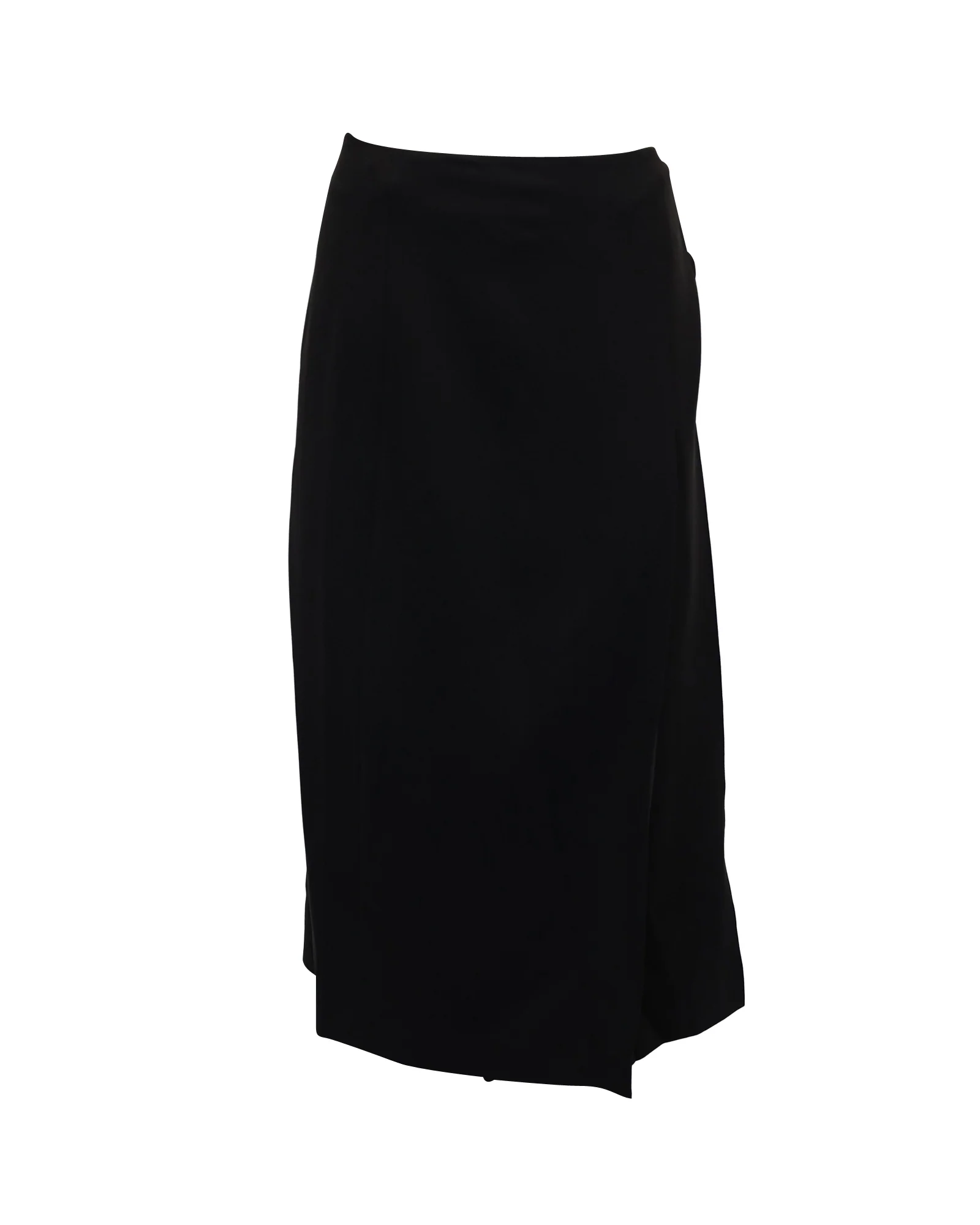 Theory Pleated Wrap Skirt in Black Crepe Polyester