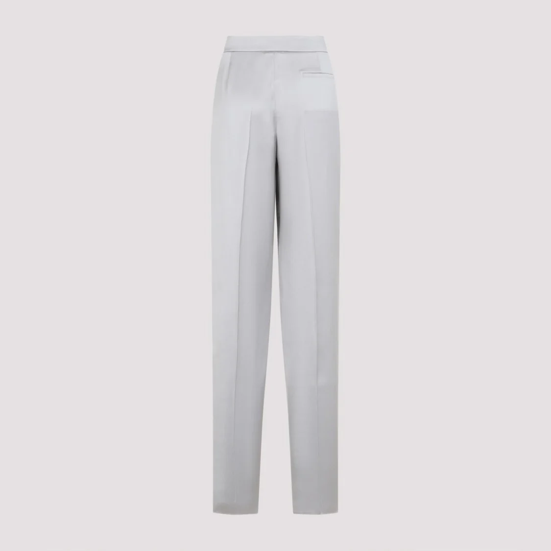 Grey Silk Satin Trousers With Double Pleats