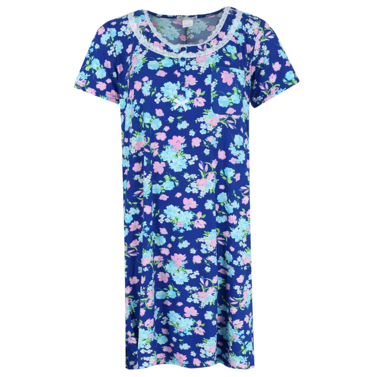 Women's Floral Henley Short Sleeve Sleep Gown