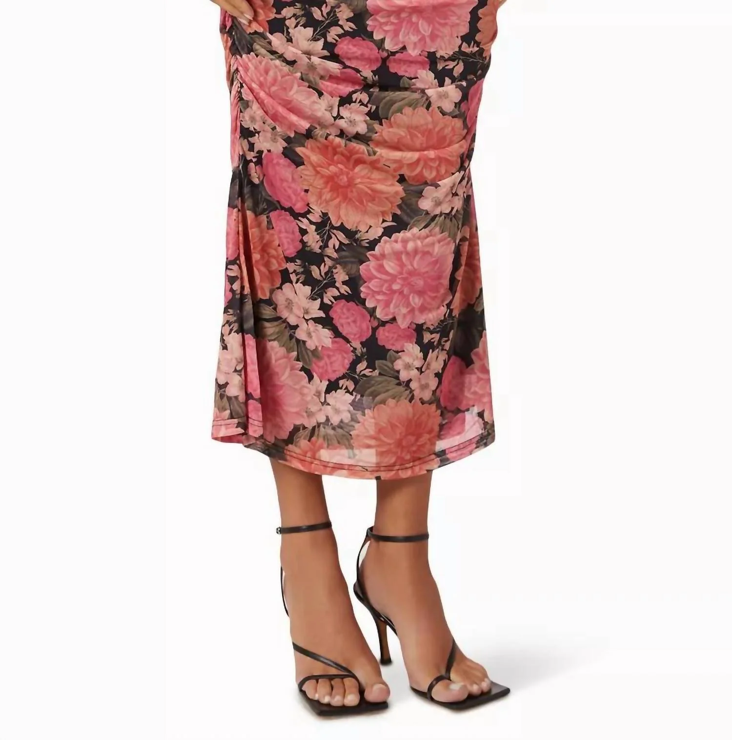 Yvaine Ruched Midi Skirt In Multi