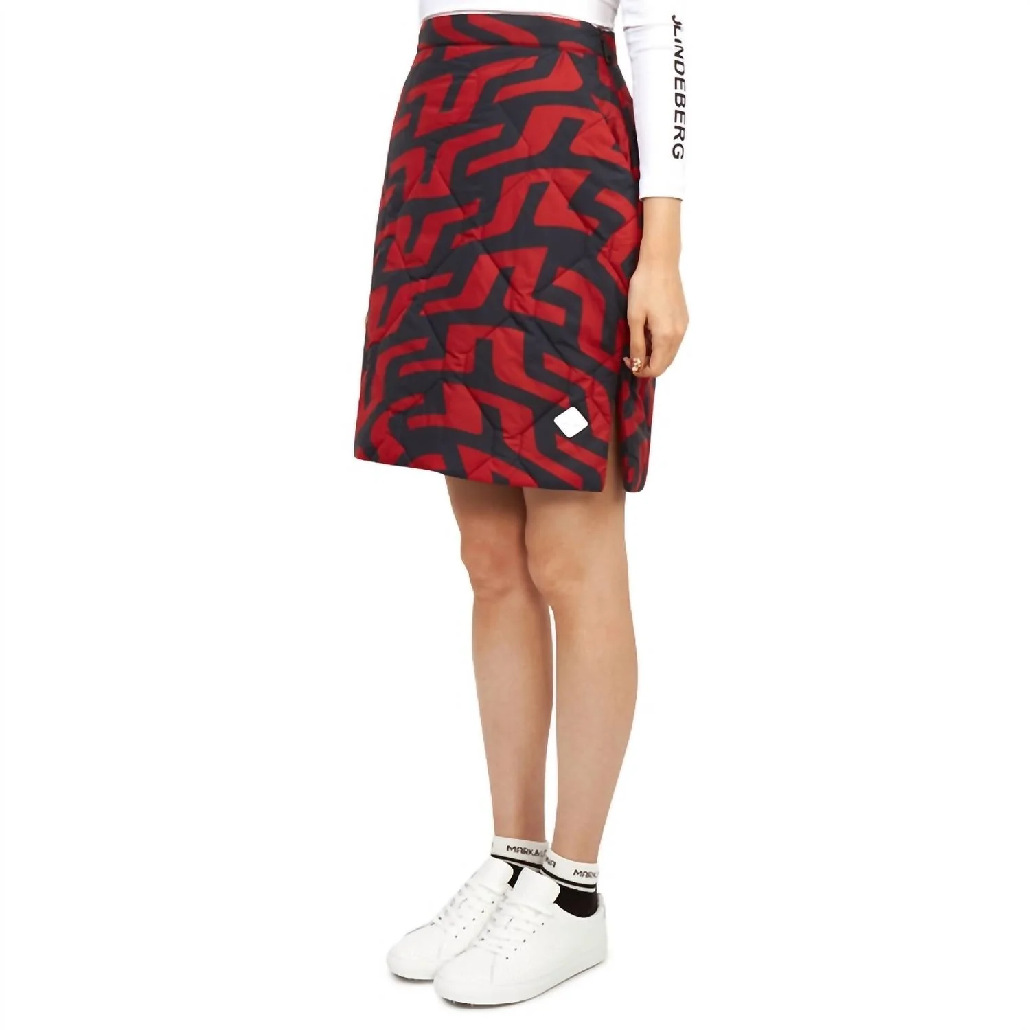 Carrie Padded Skirt Print In Bridge Swirl Red