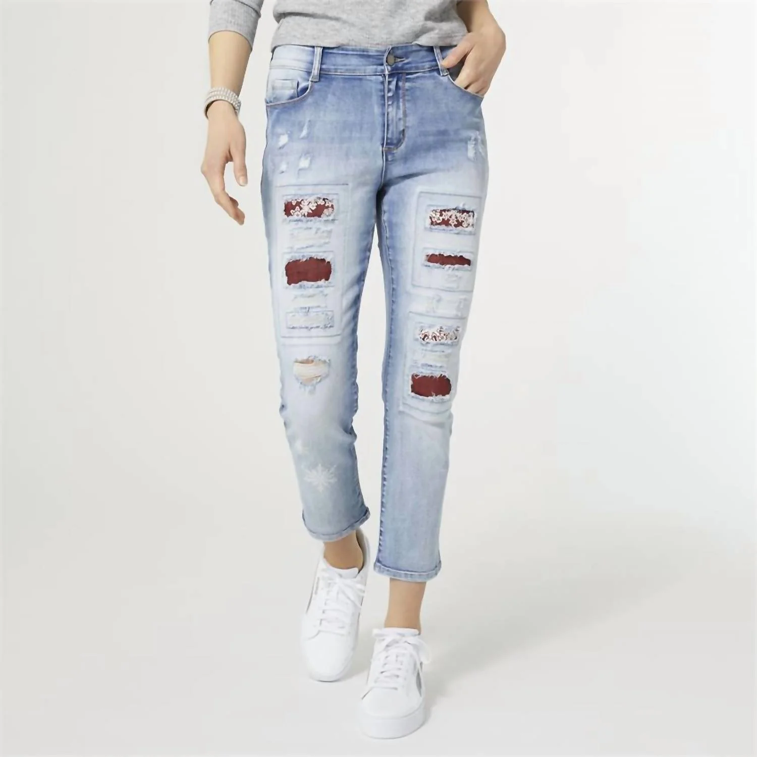 Rayne Boyfriend Patch Jean In Light Denim