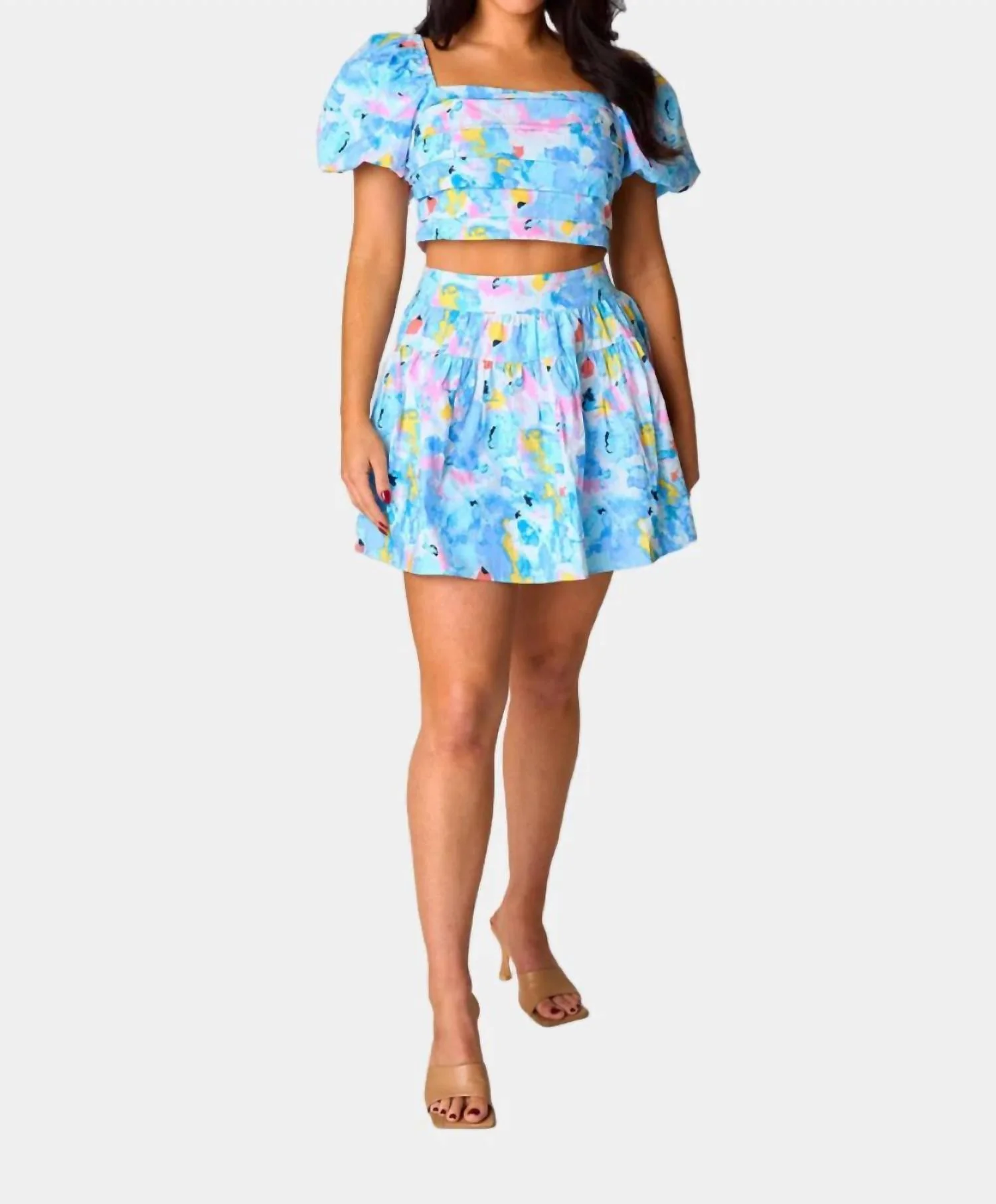 Cutie Set Two Piece Top Skirt In Pastel Dream