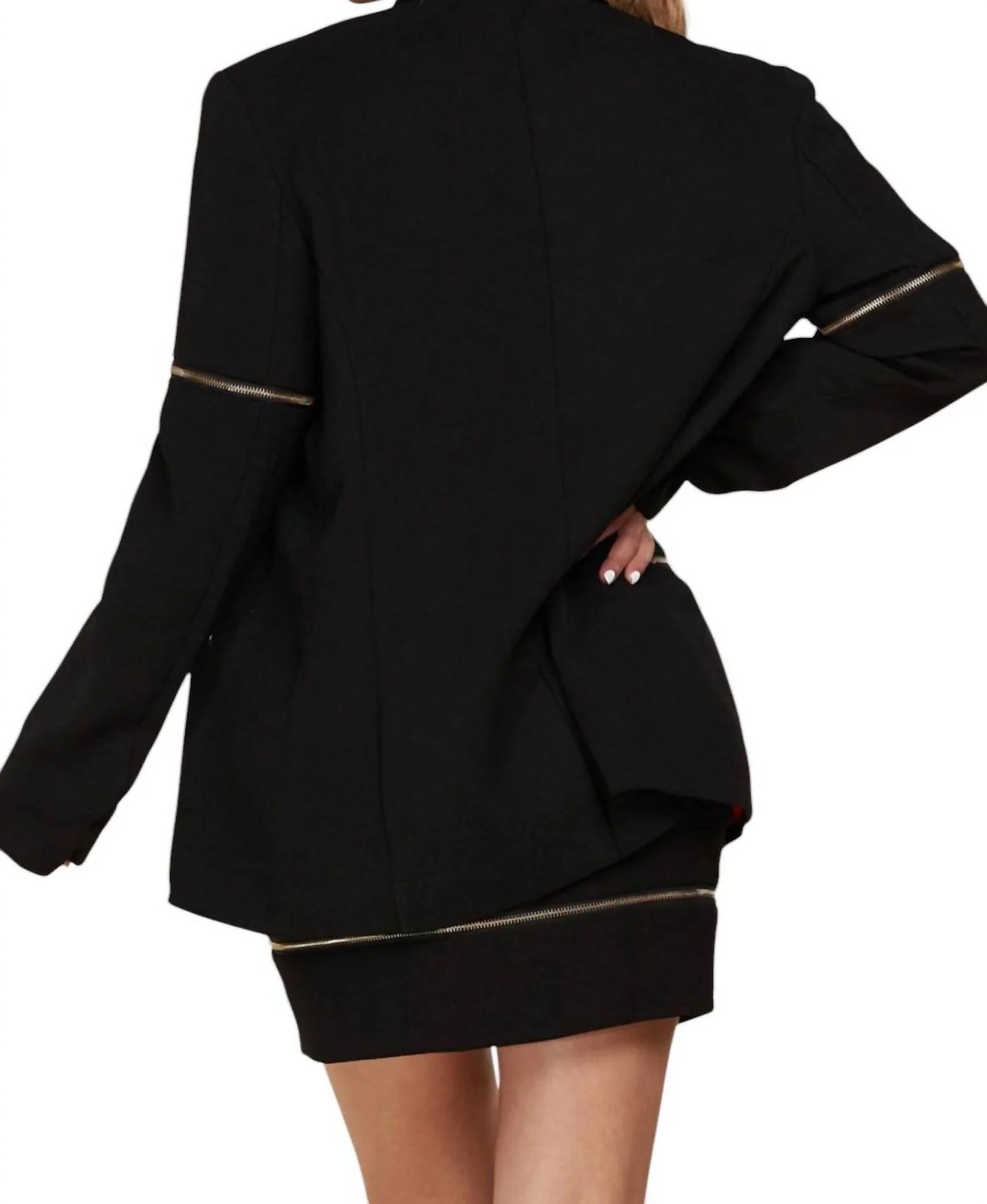 Red Bottom 2 Piece Suit And Skirt Set In Black