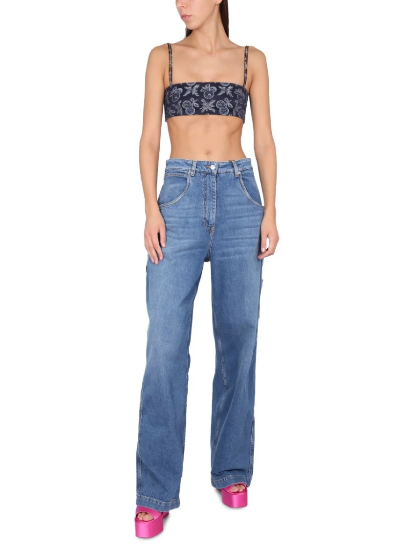 Relaxed Fit High-Waist Cargo Jeans