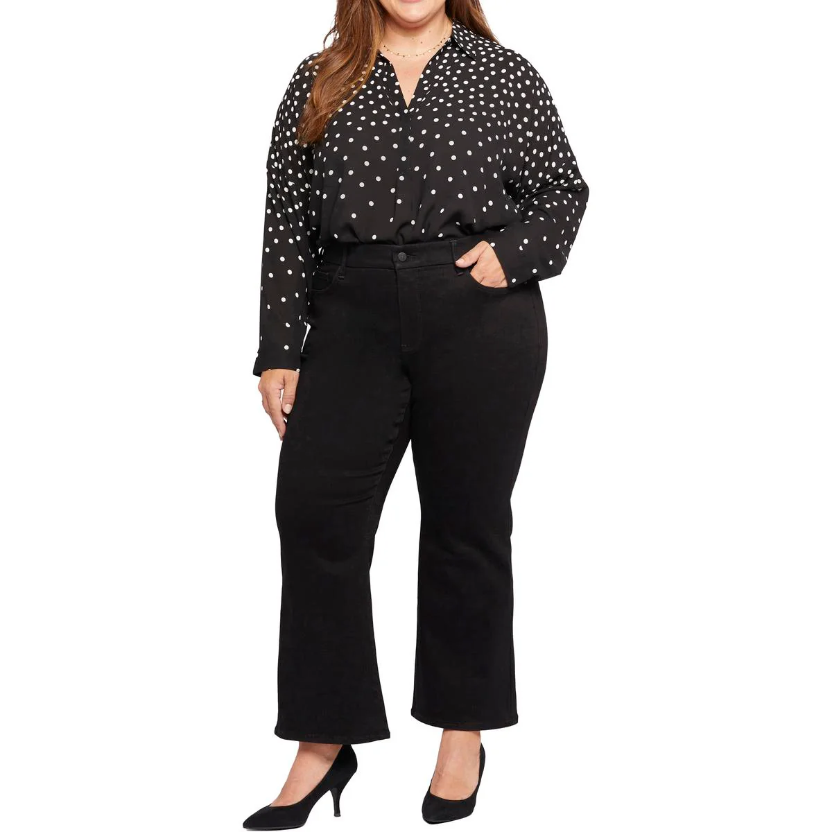 Plus Womens Relaxed Denim Flared Jeans