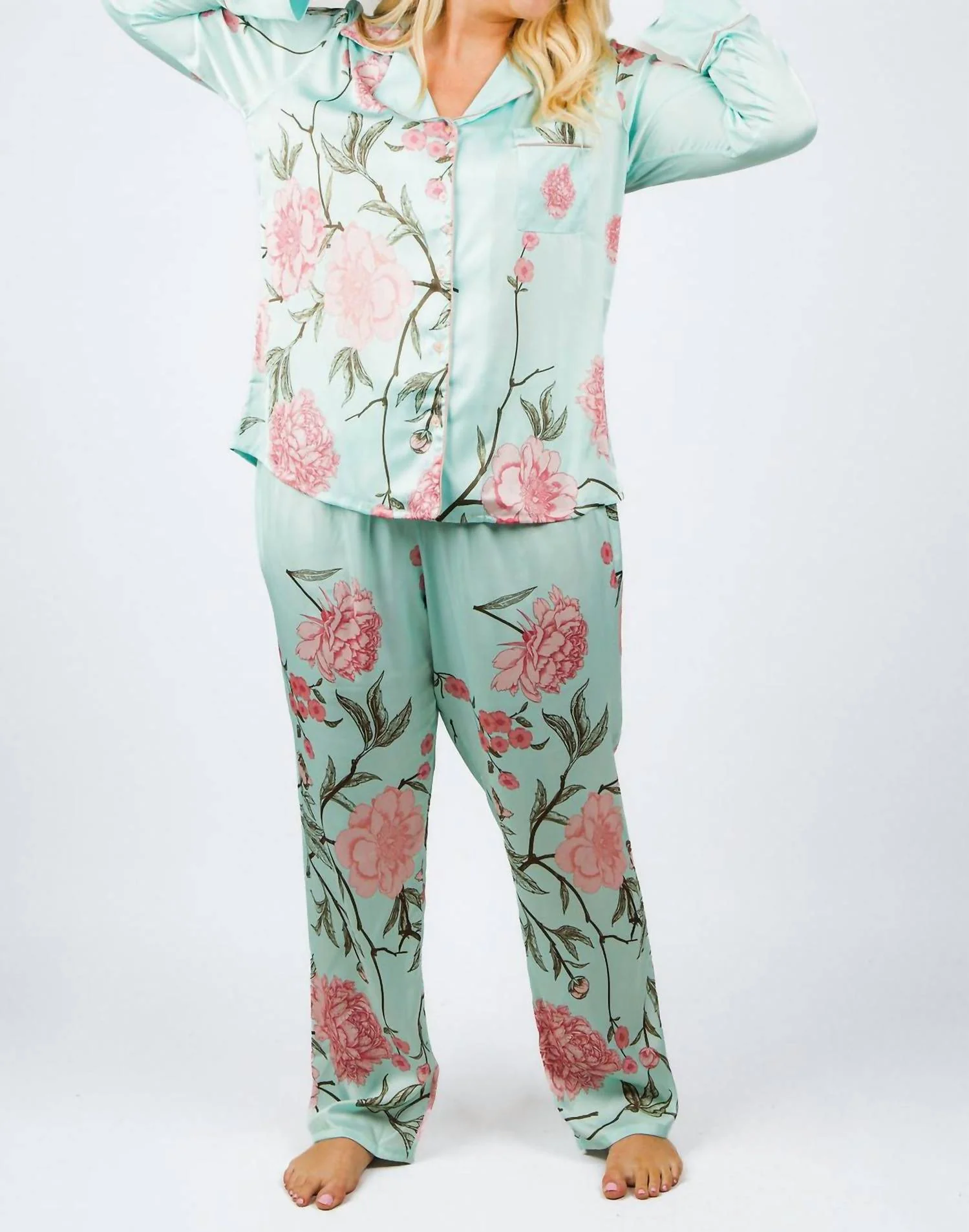 Pajama Set In Pink Peony