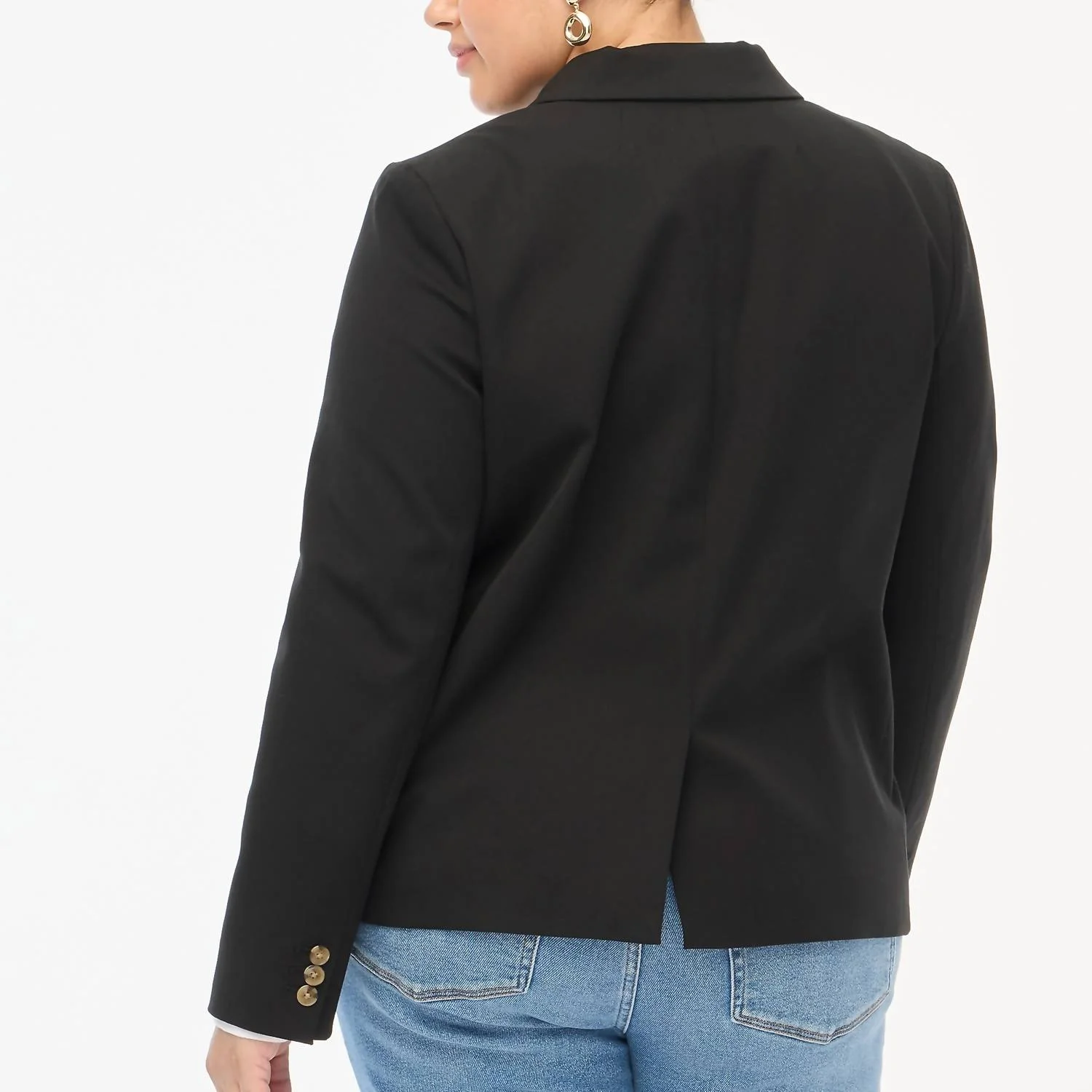 Cotton-Blend Two-Button Blazer In Black