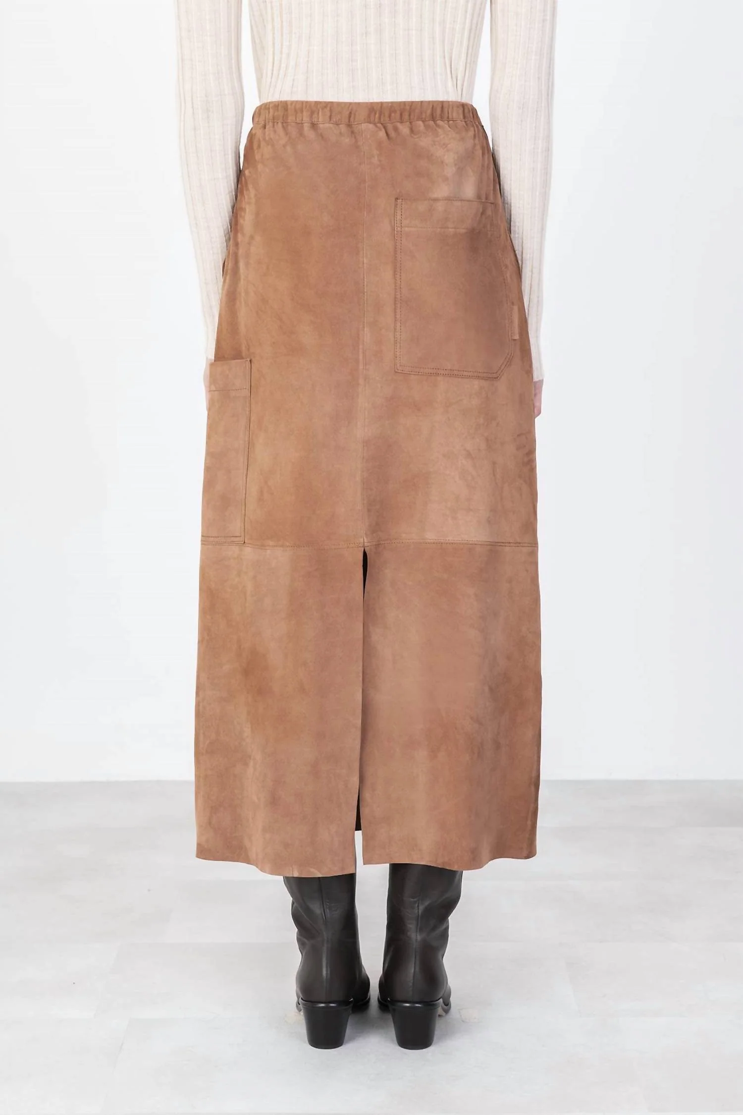 Long Suede Skirt In Cannella