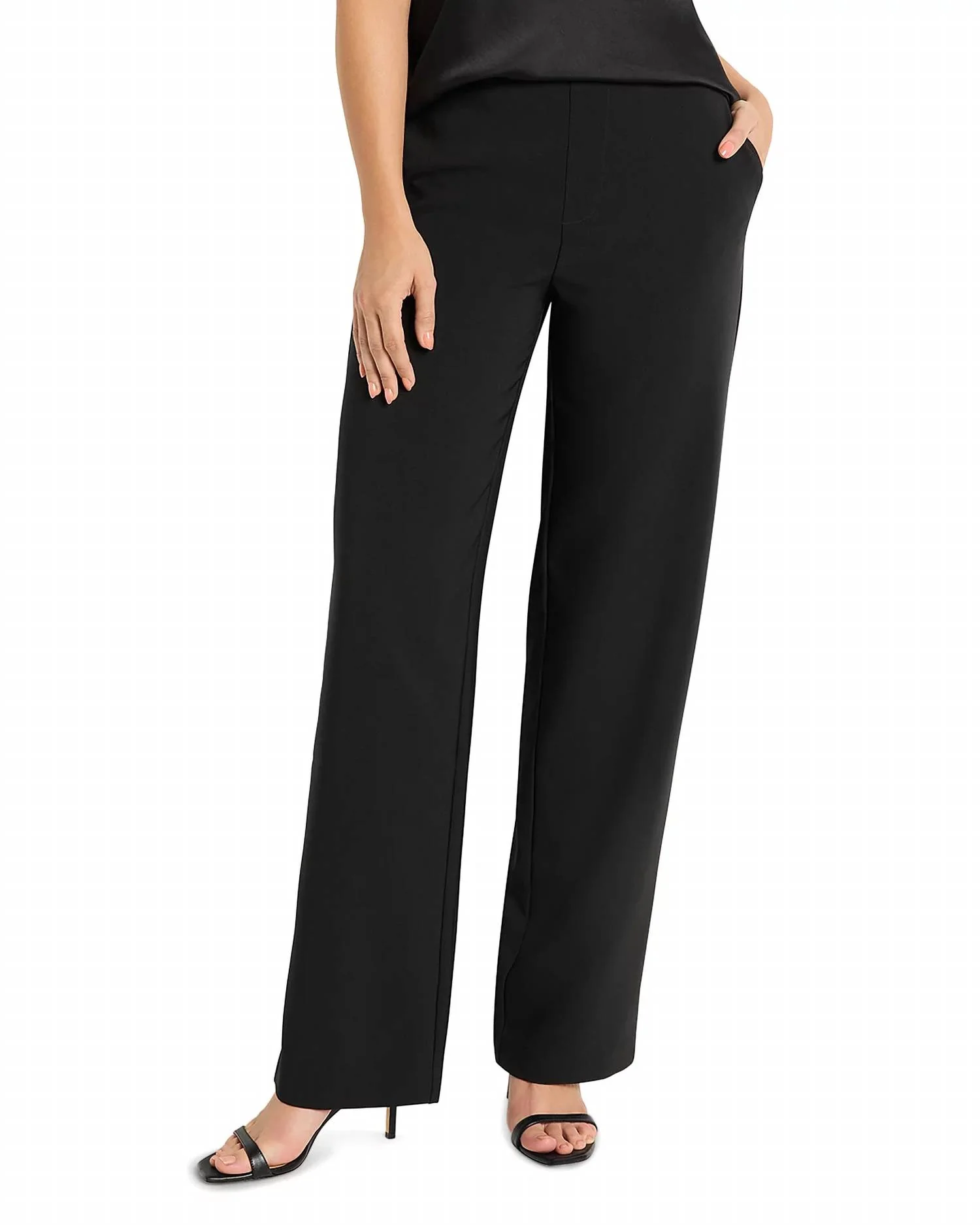 Stretch Suiting Lenox Wide Leg Pants In Black Onyx