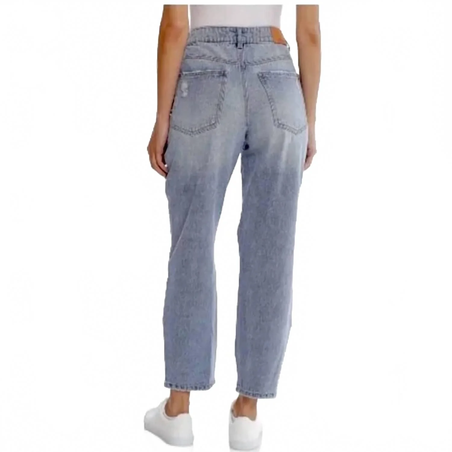 Distressed High Waisted Mom Jeans In Blue