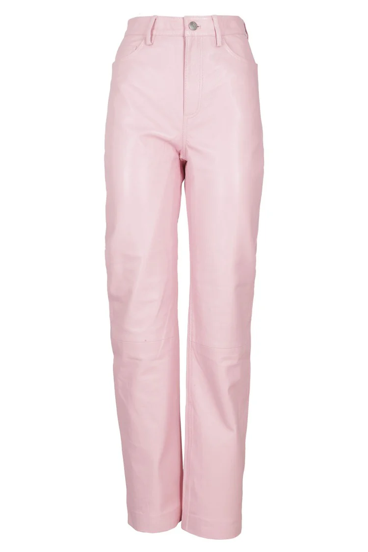Orchid-Colored Leather Pants
