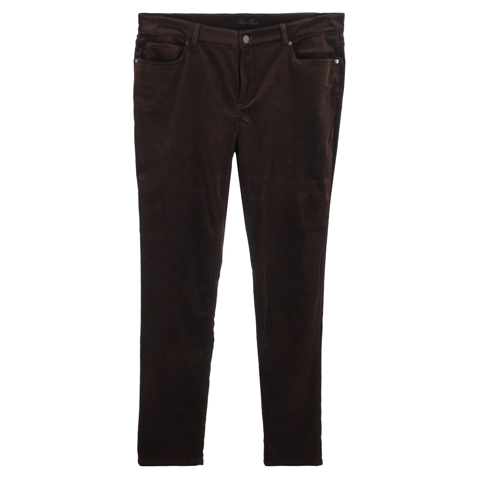 Loro Piana Mid-Rise Straight-Leg Pants in Brown Velvet