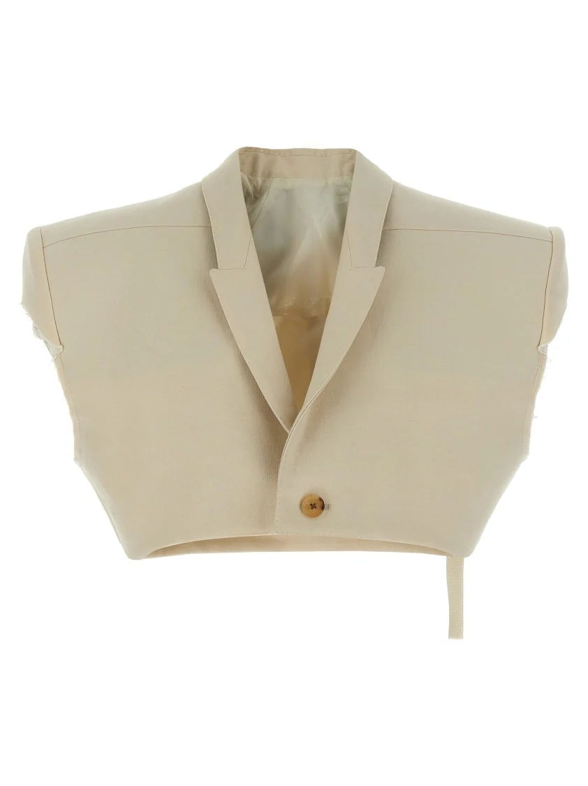 Cropped Wool Blend Cotton Vest