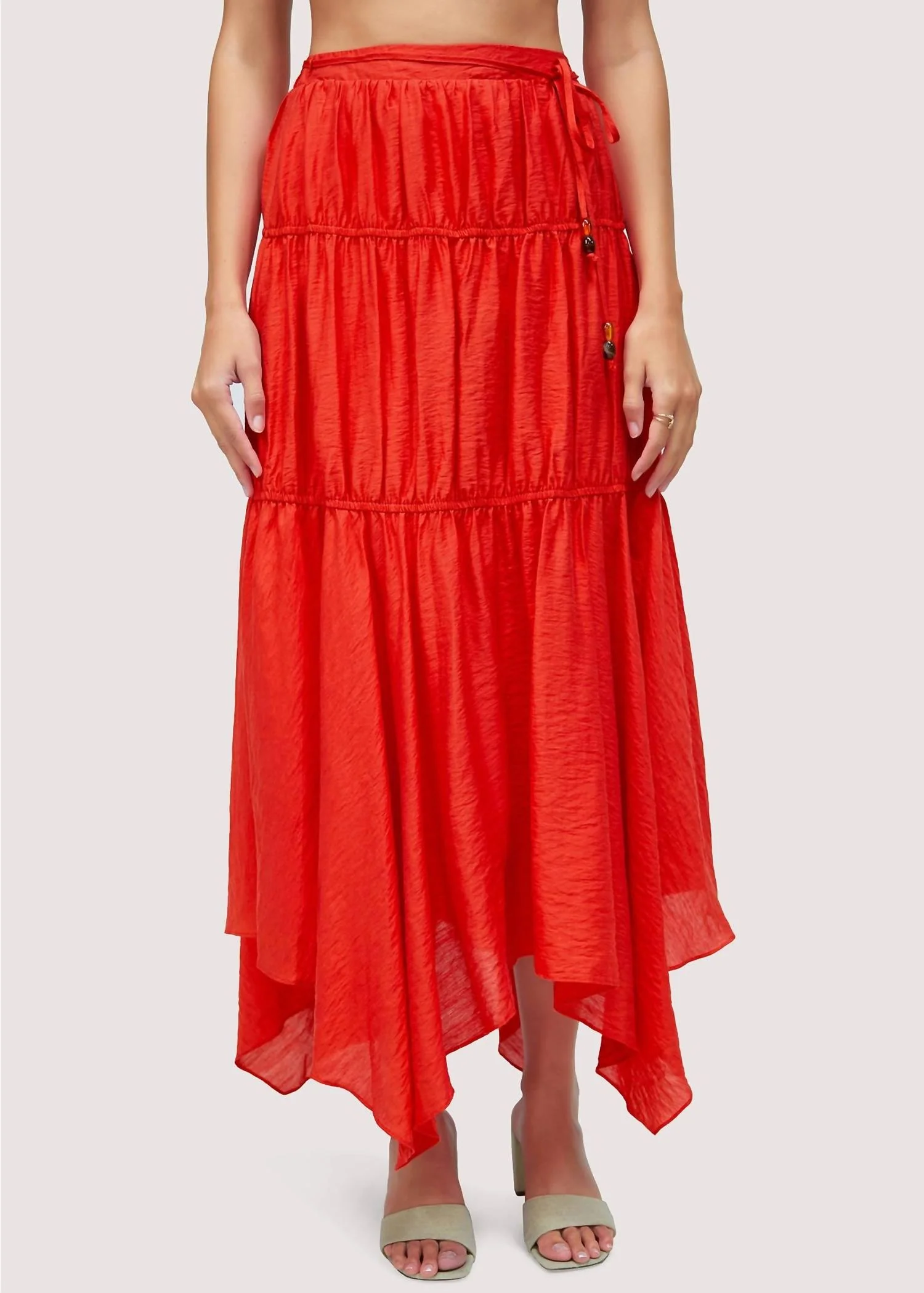 Hidden Oasis Maxi Skirt In Red