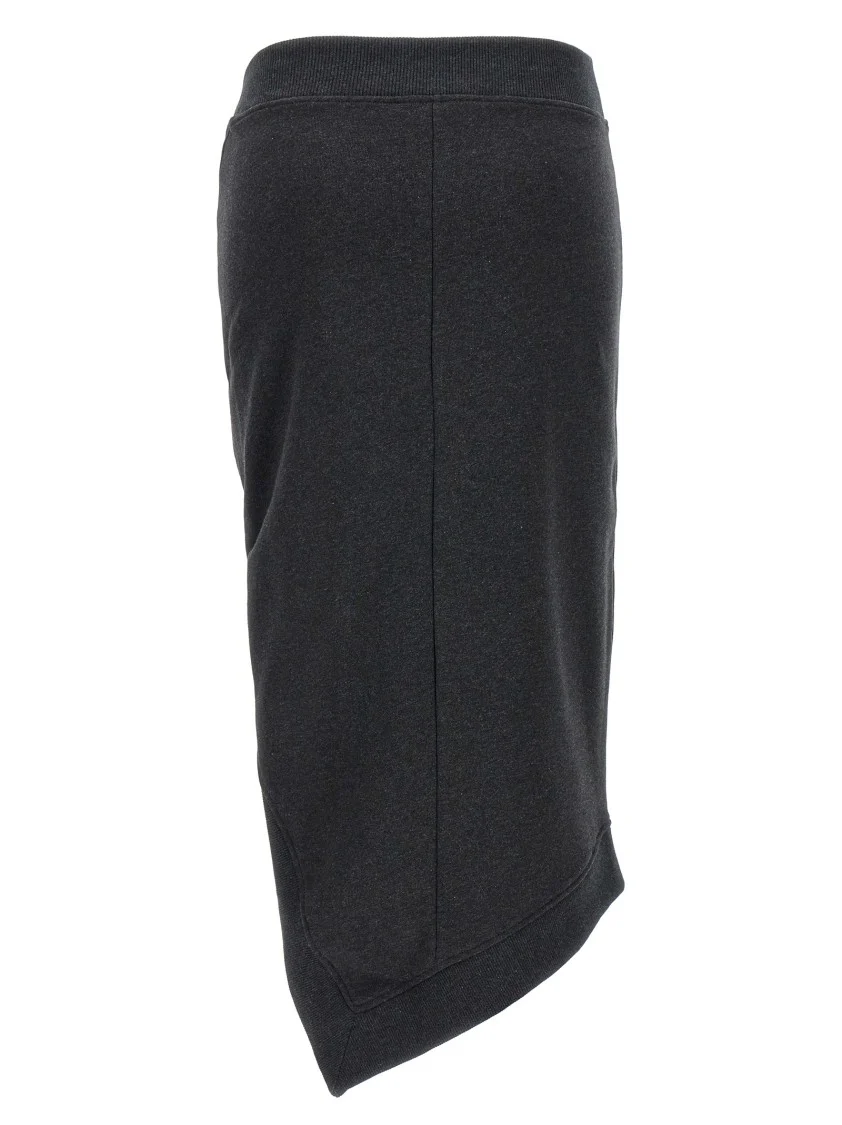 Asymmetrical Fleece Midi Skirt With Front Split