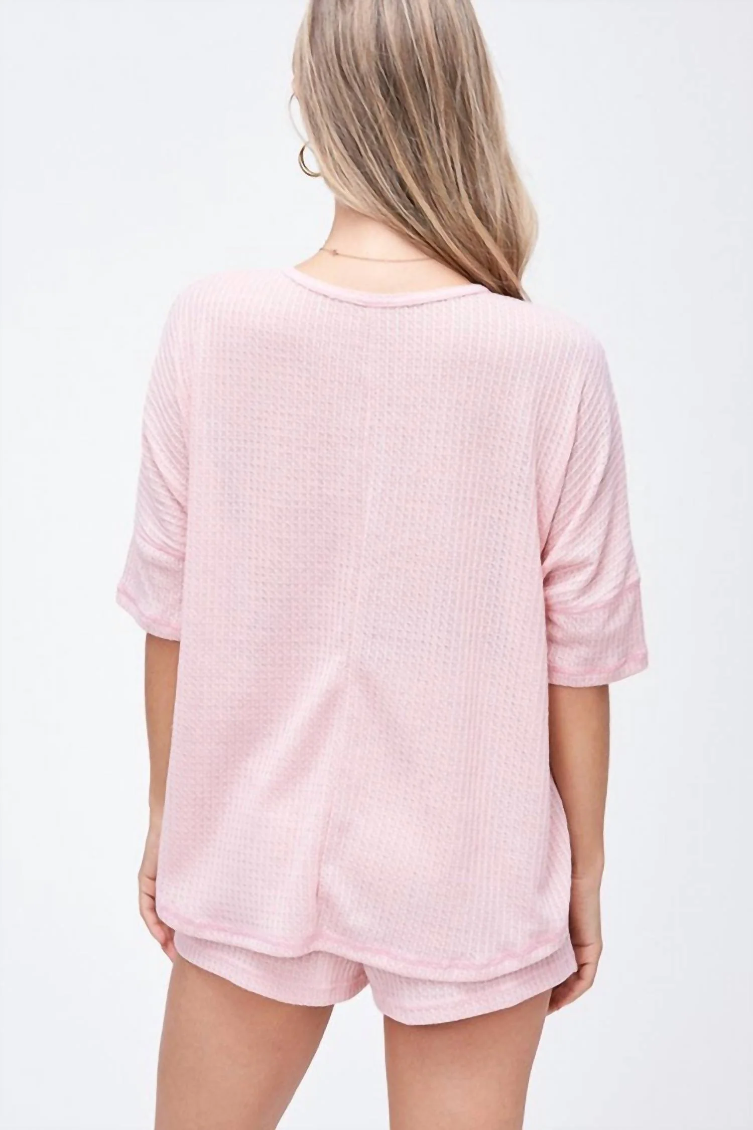 Tie Dye Henley Lounge Set In Pink