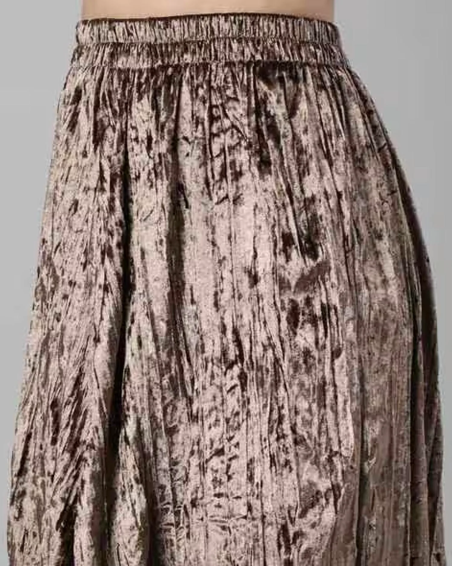 Crinkled Velvet Midi Skirt In Midnight