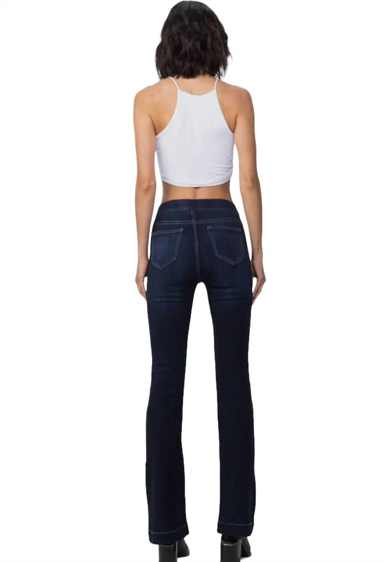 Pull On Flare Jeans In Indigo
