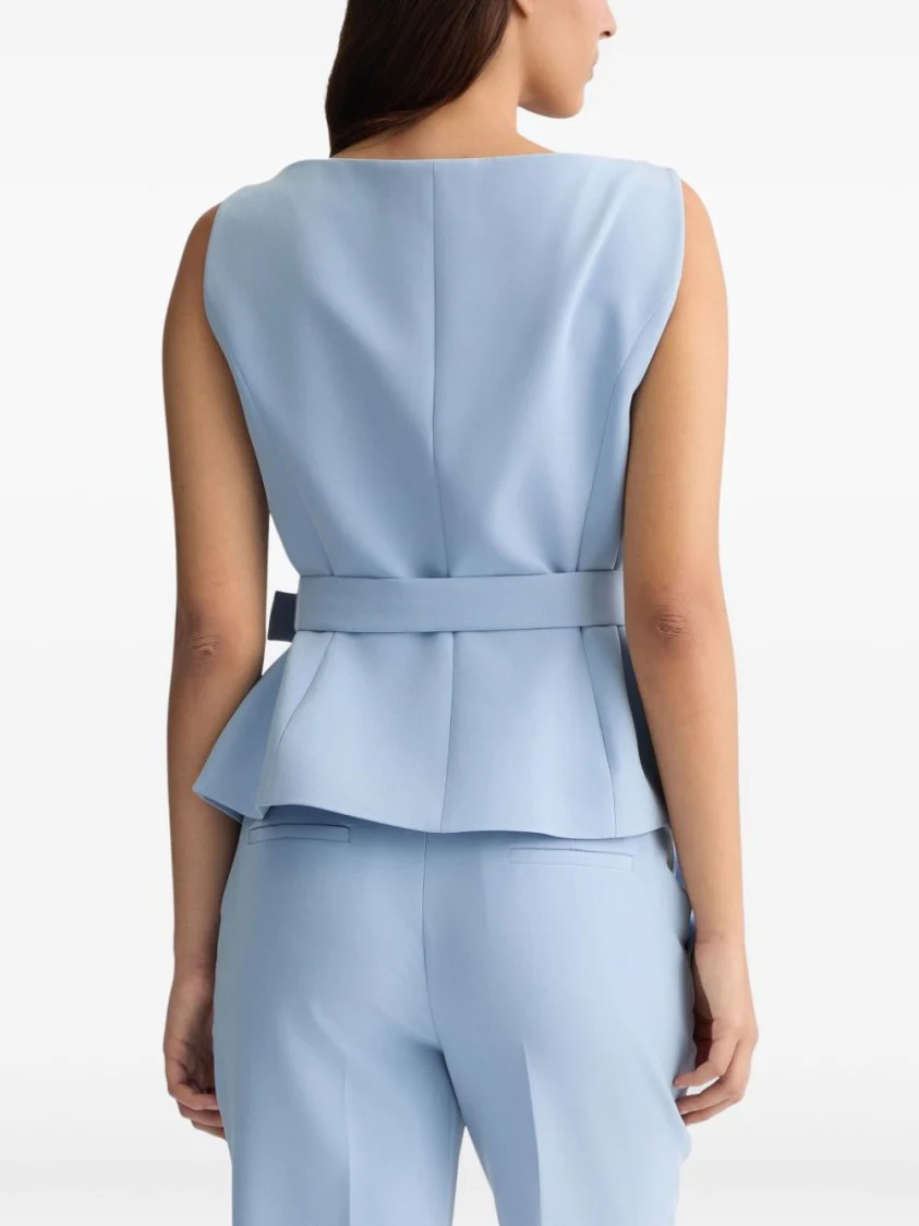 Double-Breasted Blue Jacket With Oversized Collar