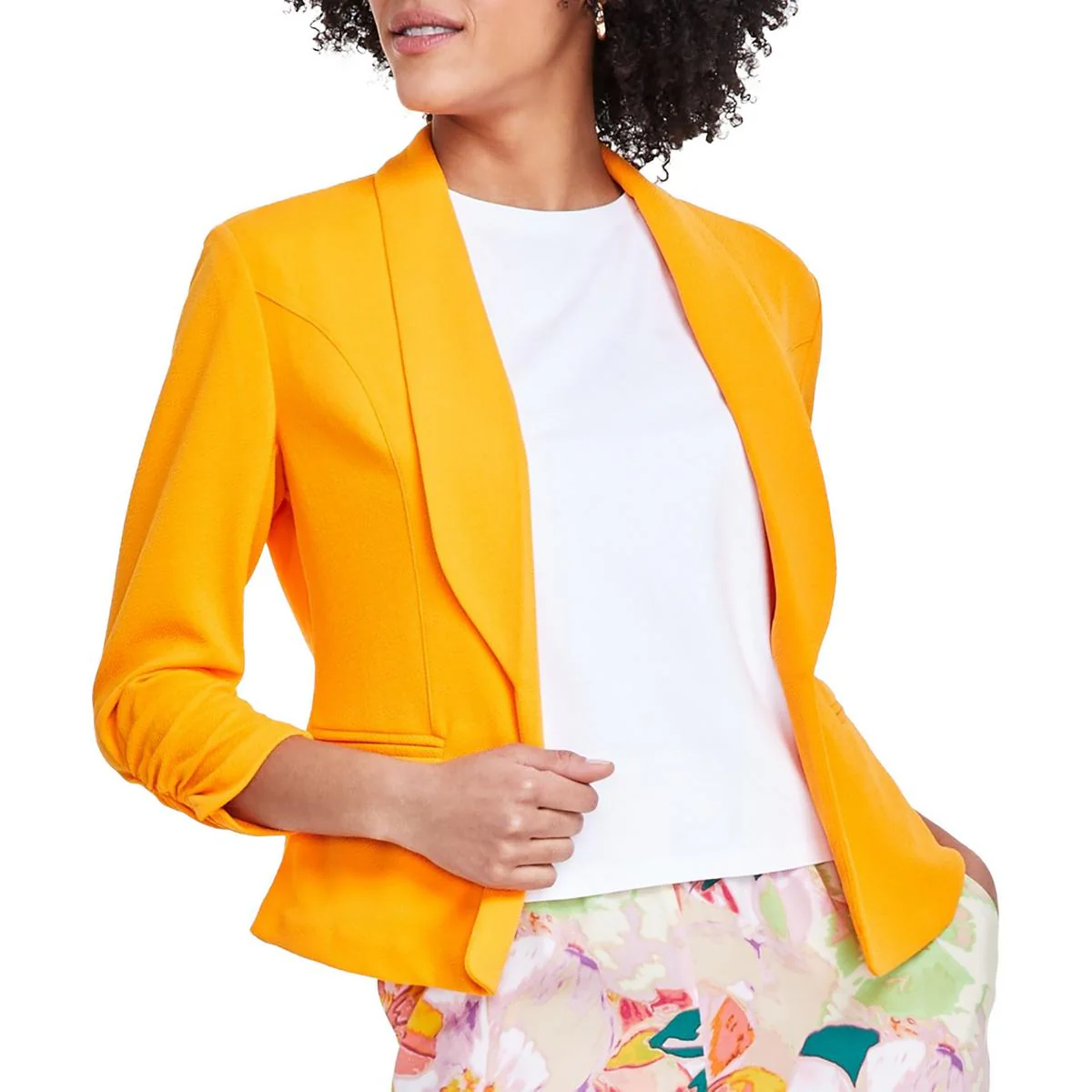 Petites Womens Sit Seprate Work Wear Open-Front Blazer