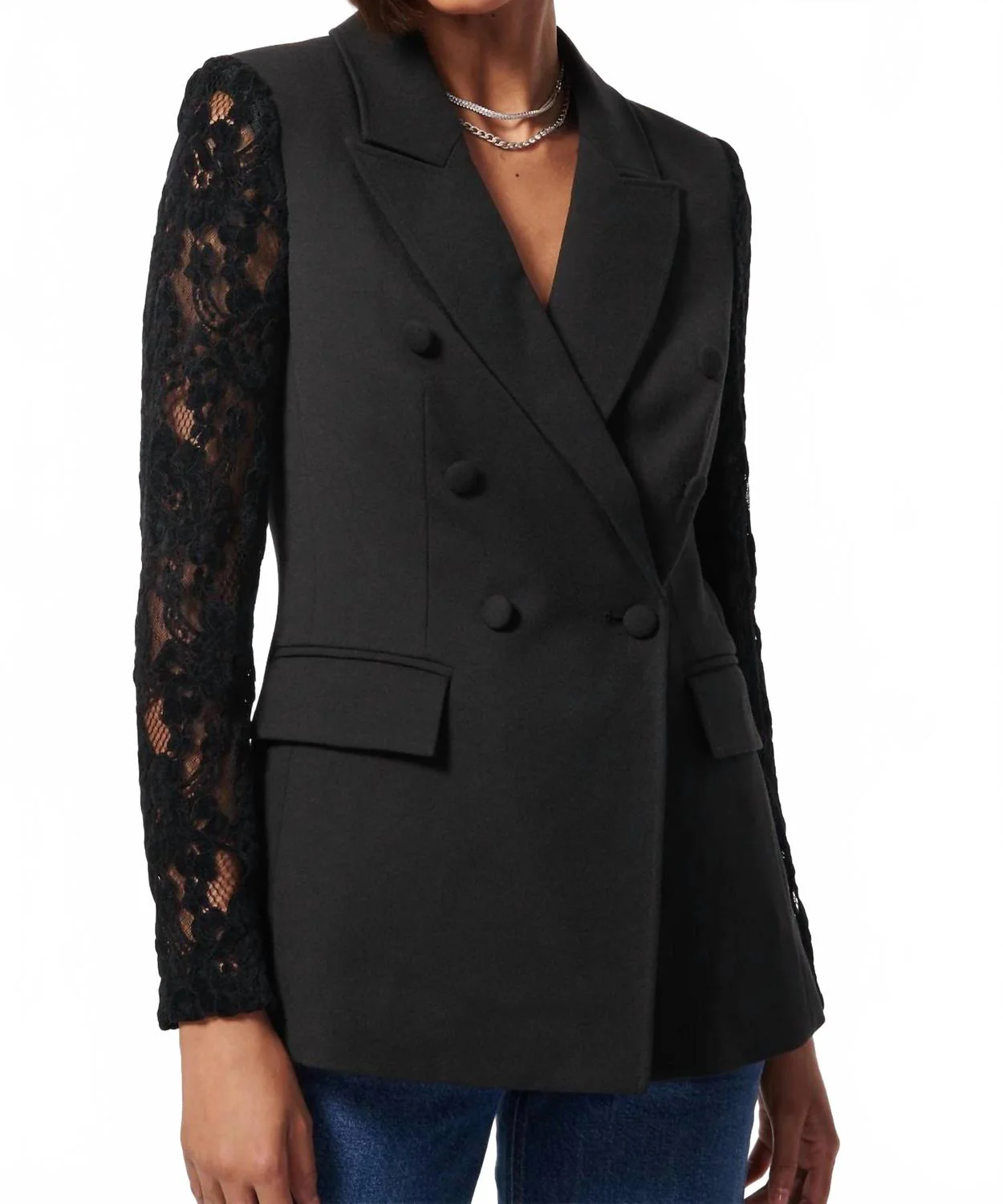 Lucero Double Breasted Blazer In Black