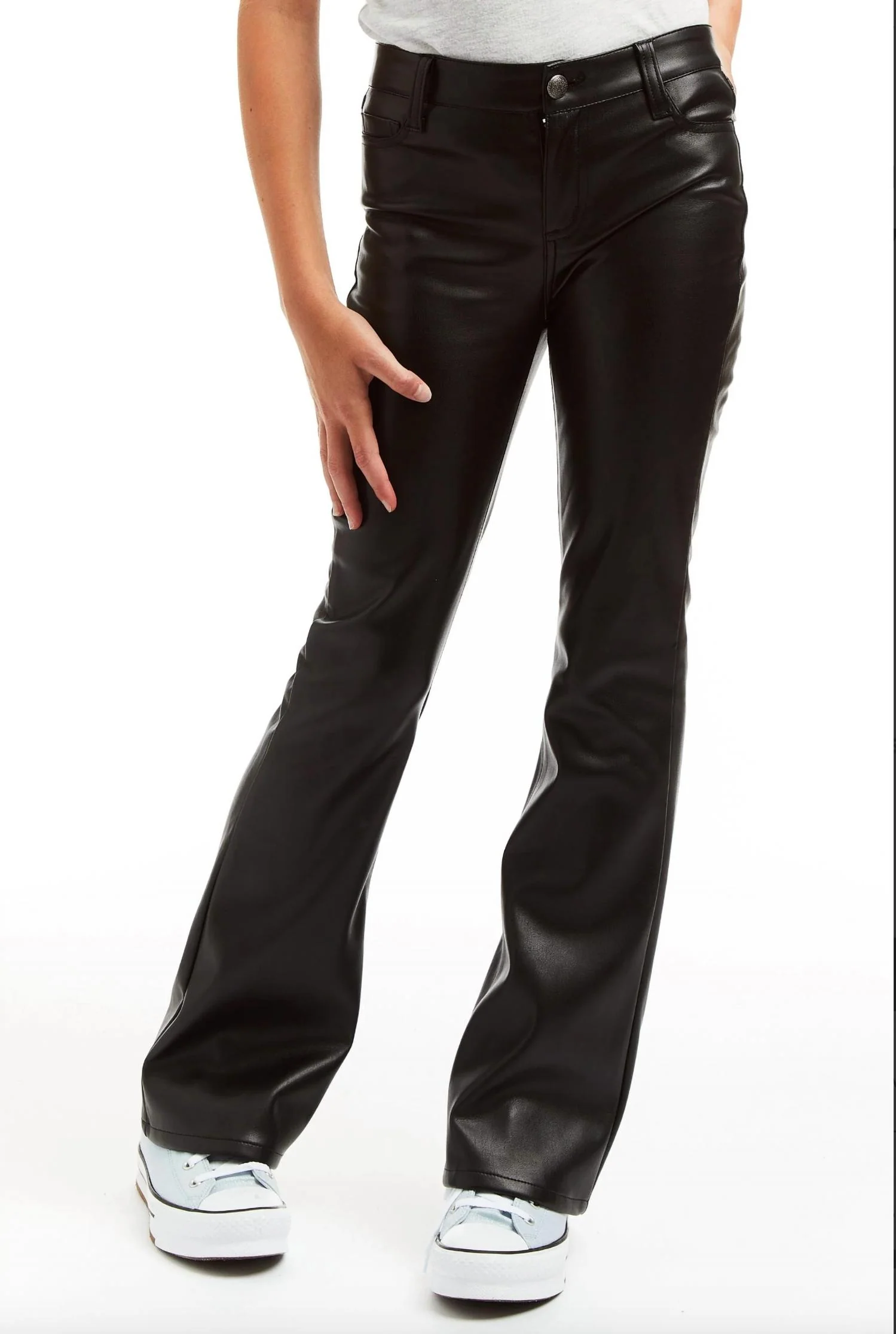 Pleather Flare Pants In Black