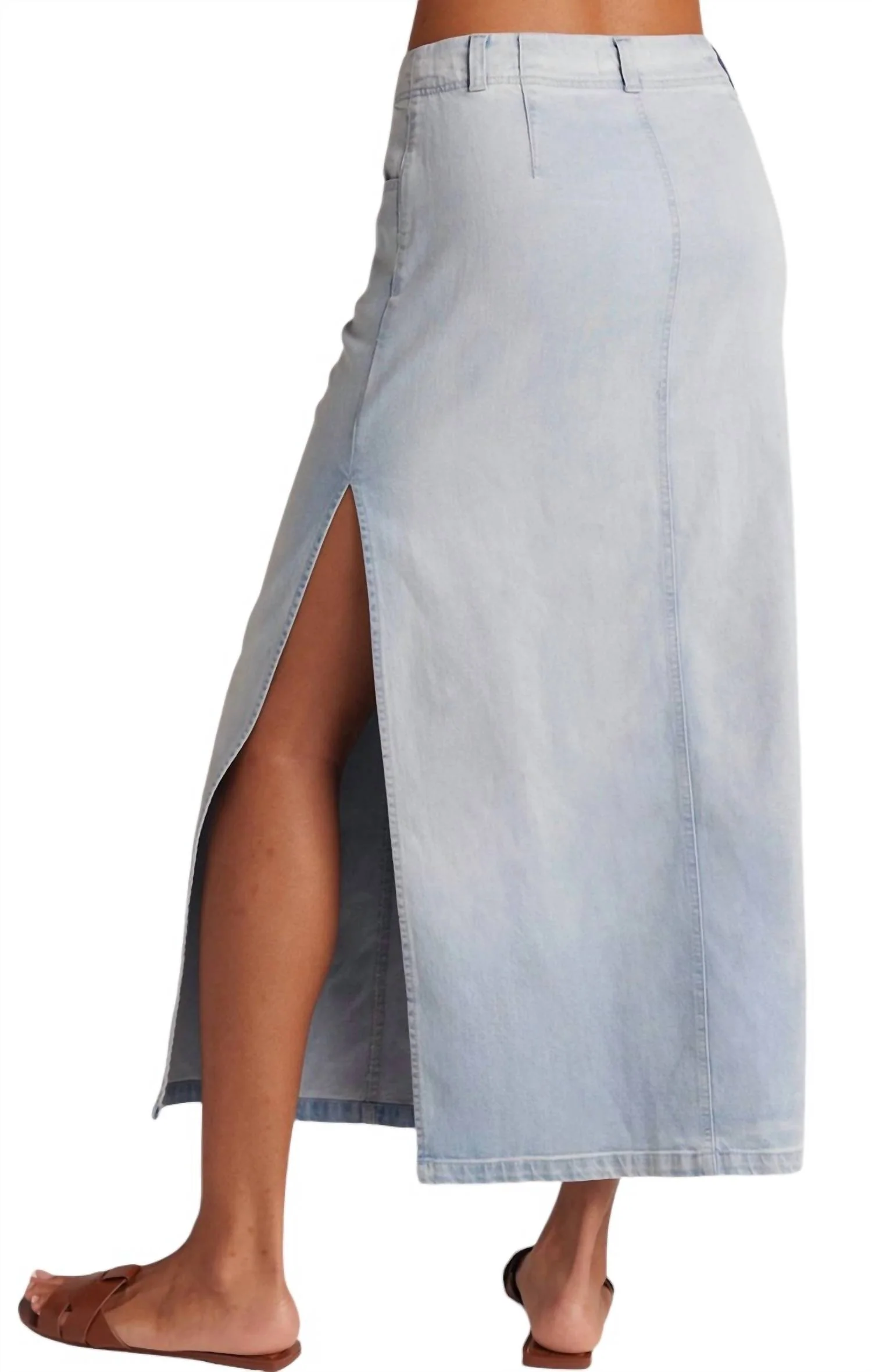 Side Slit Skirt In Ocean Mist Wash