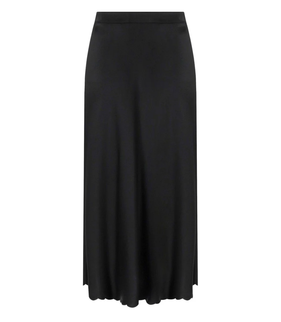 Black Satin Midi Skirt