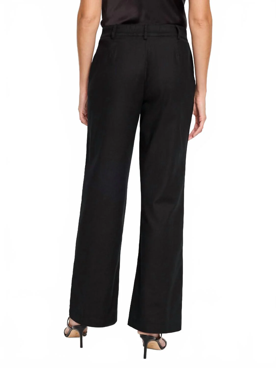 Linen Cotton Eliot Wide Leg Pant In Black Onyx