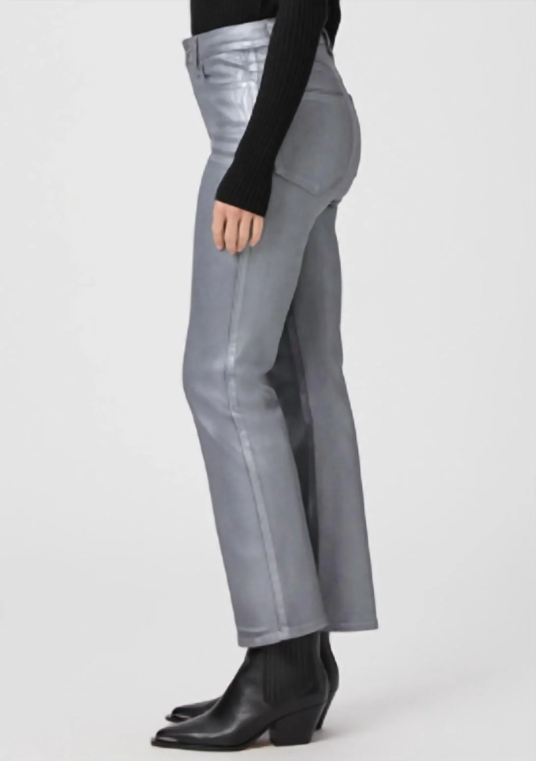 Claudine Flare Jean In Silver Shimmer Luxe Coating