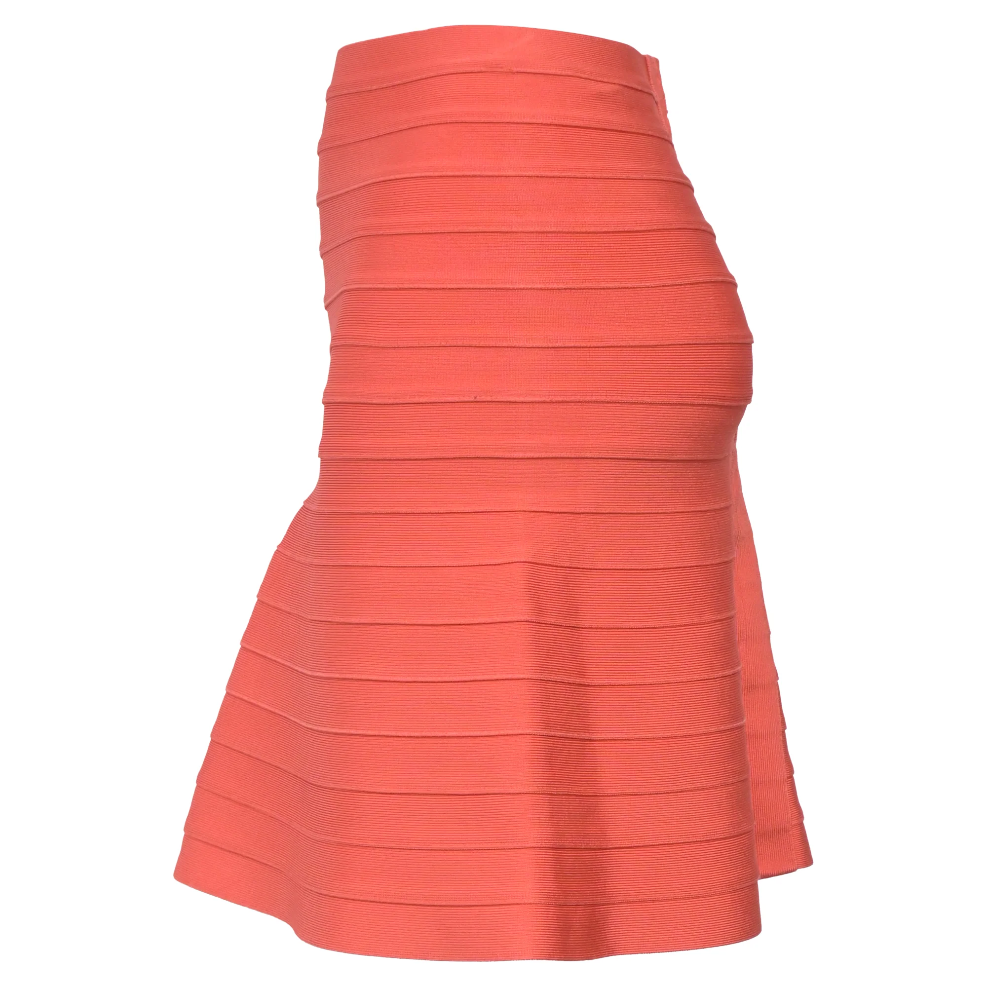 Herve Leger Knee Length Skirt in Orange Rayon