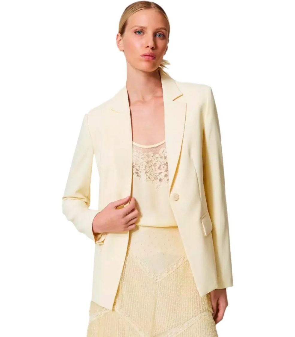 Vanille Crepe Single Breasted Blazer